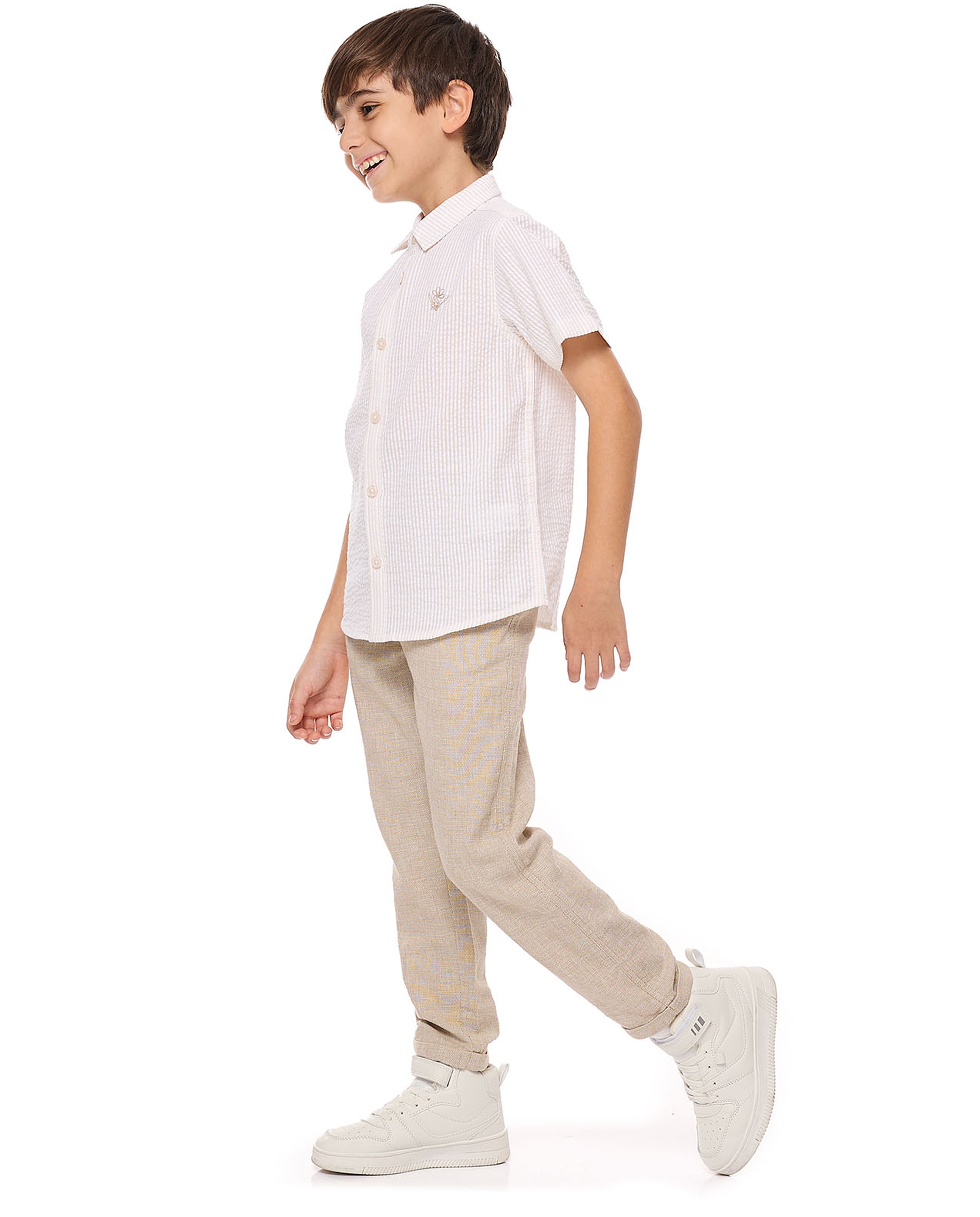 Textured Straight Fit Trousers