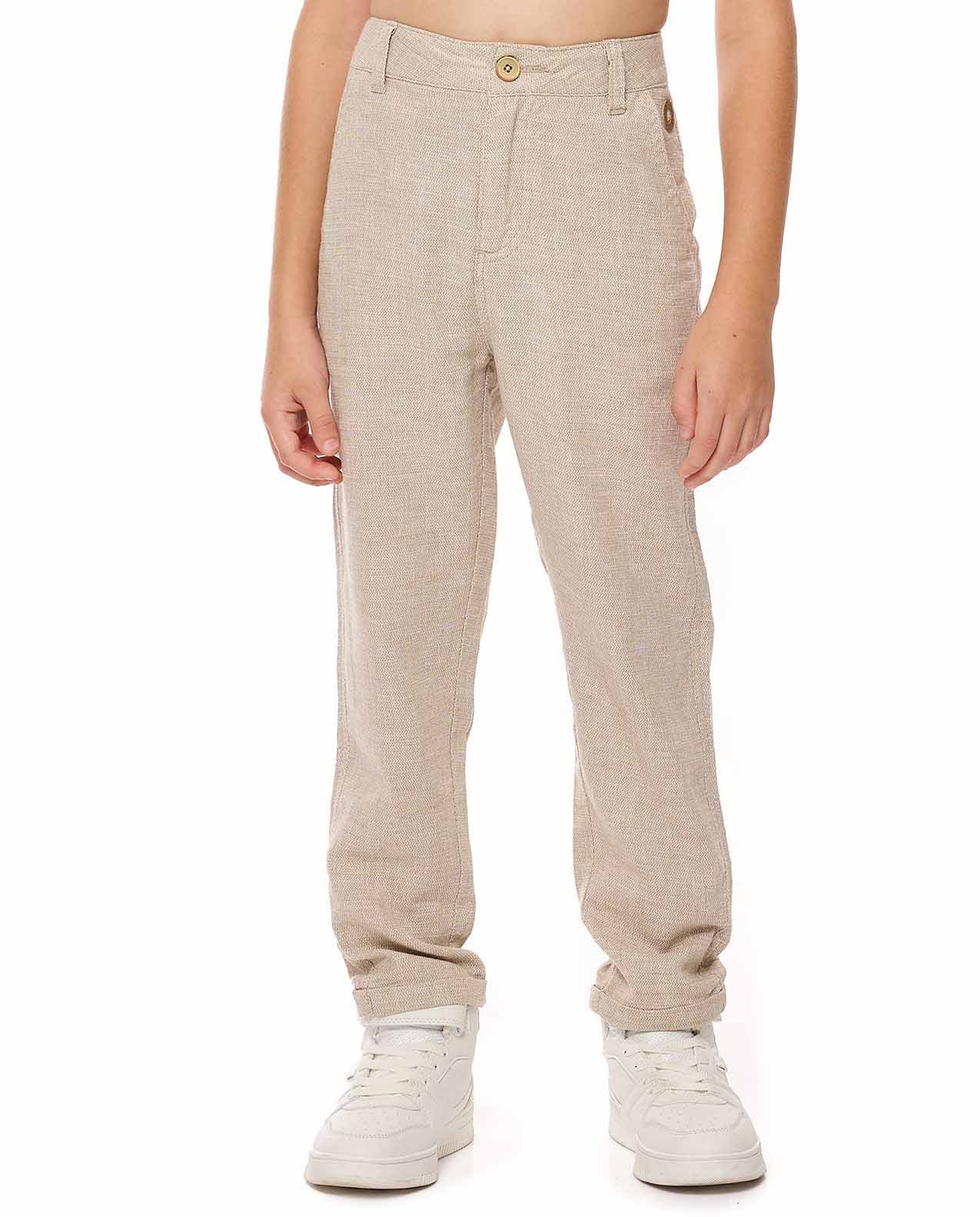 Textured Straight Fit Trousers