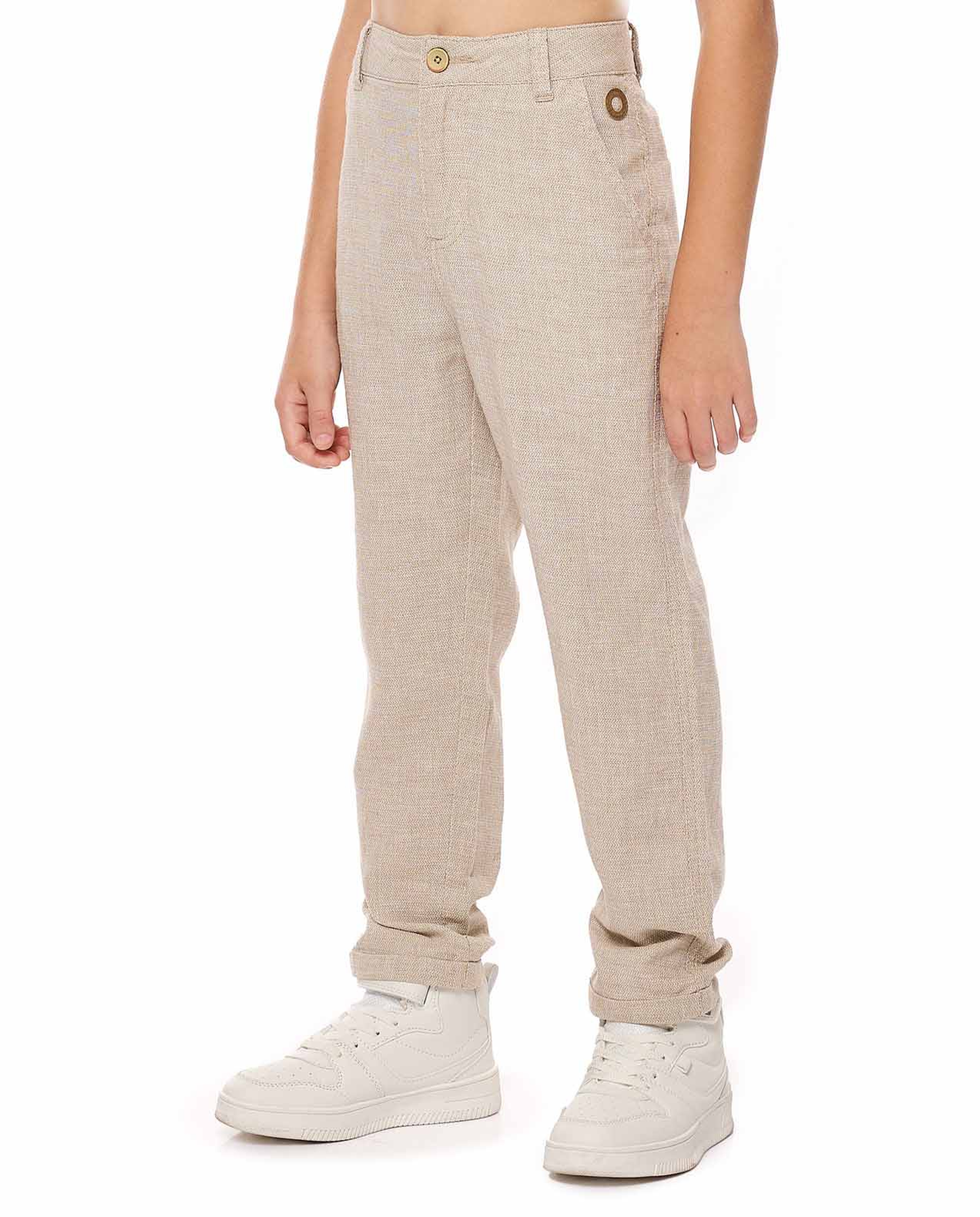 Textured Straight Fit Trousers