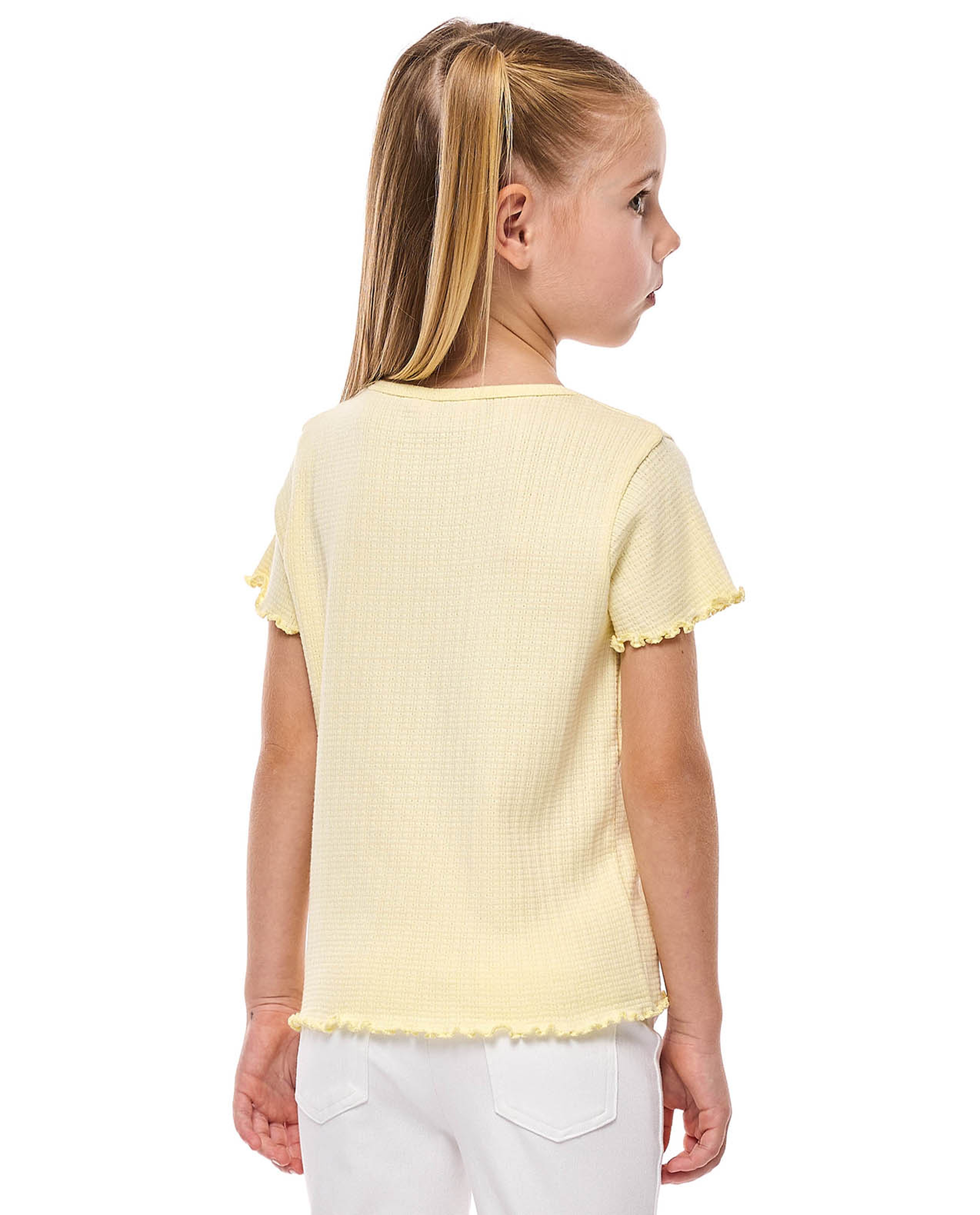 Textured Top with Crew Neck and Short Sleeves