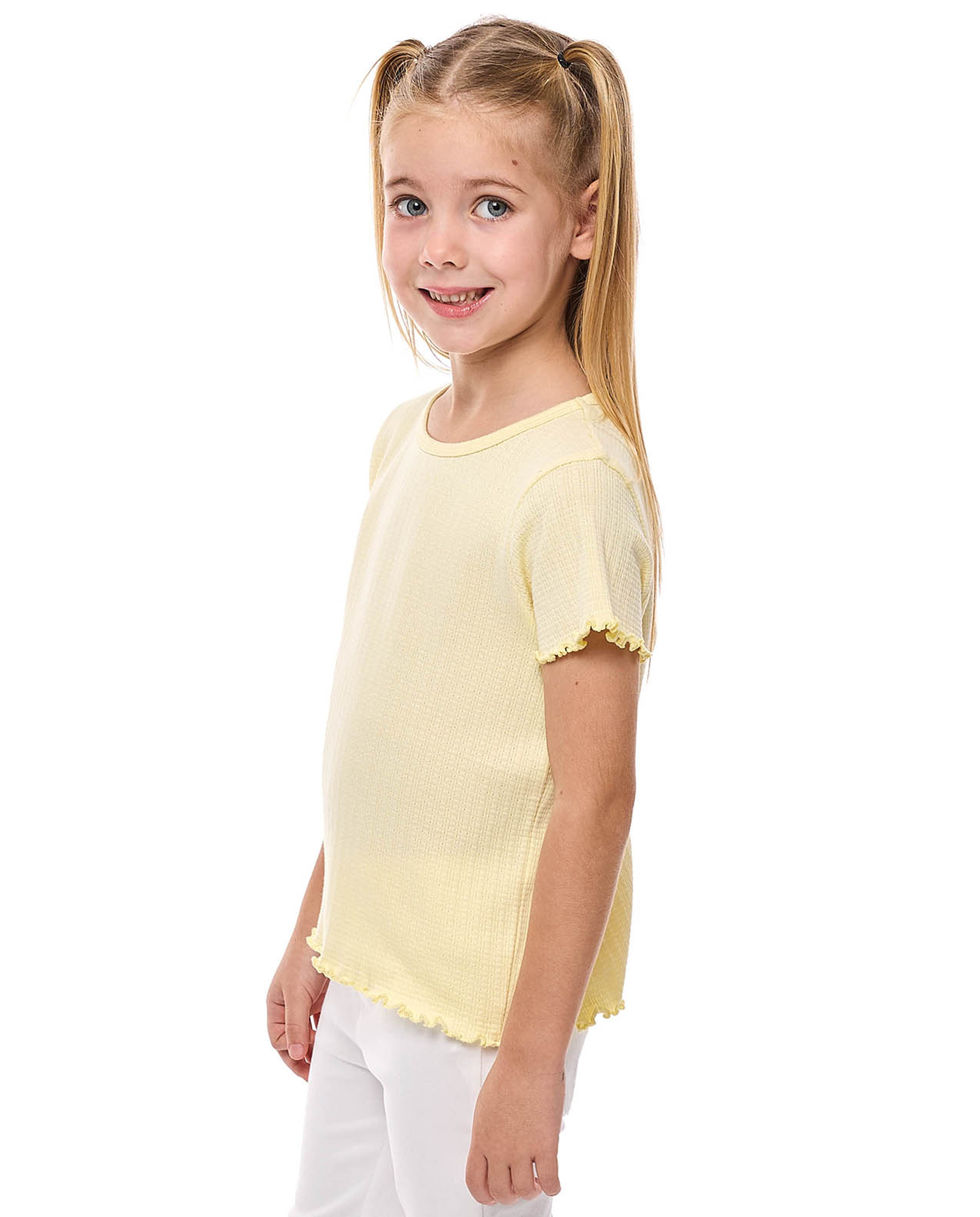 Textured Top with Crew Neck and Short Sleeves