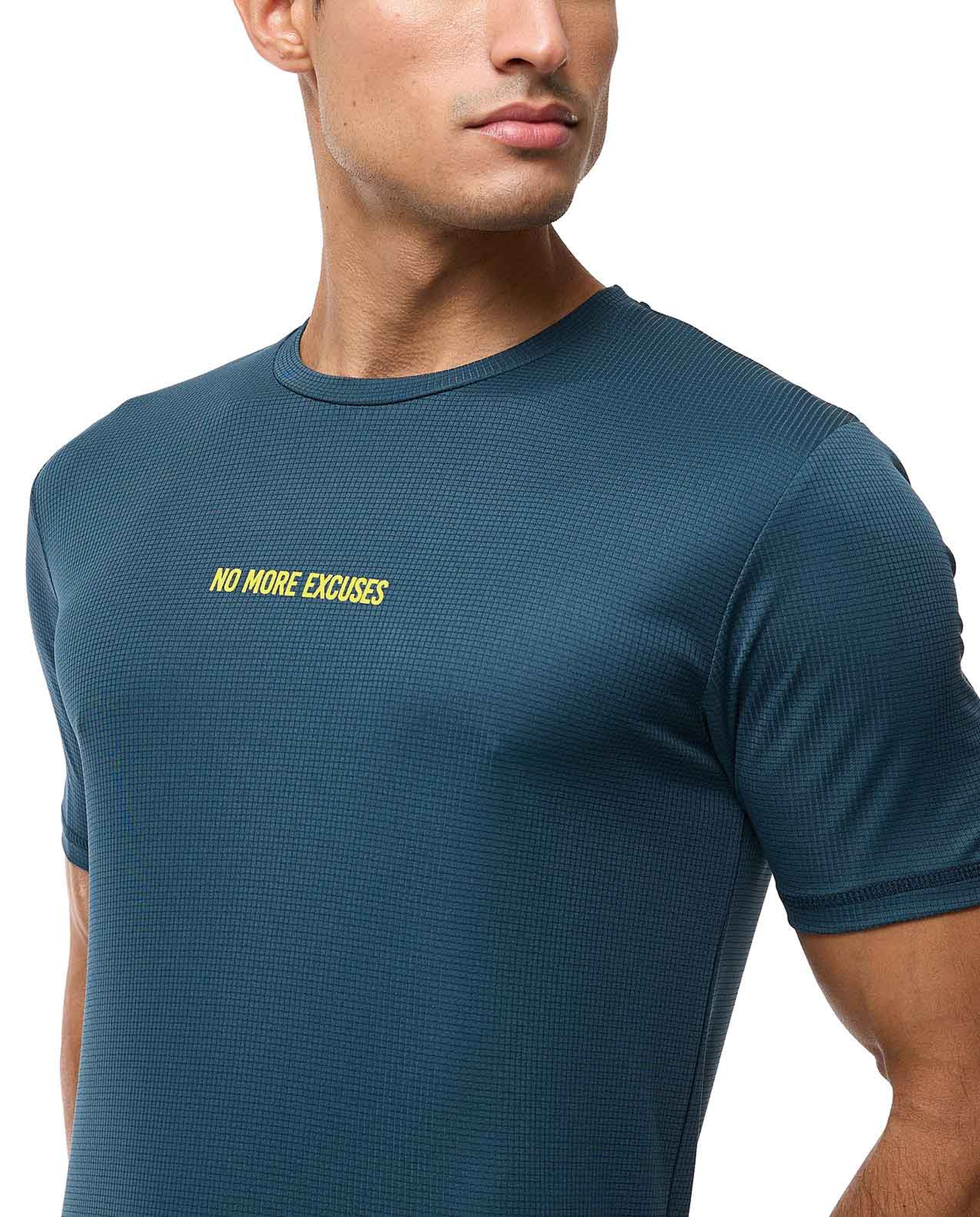 Typography Print Active T-Shirt with Crew Neck and Short Sleeves