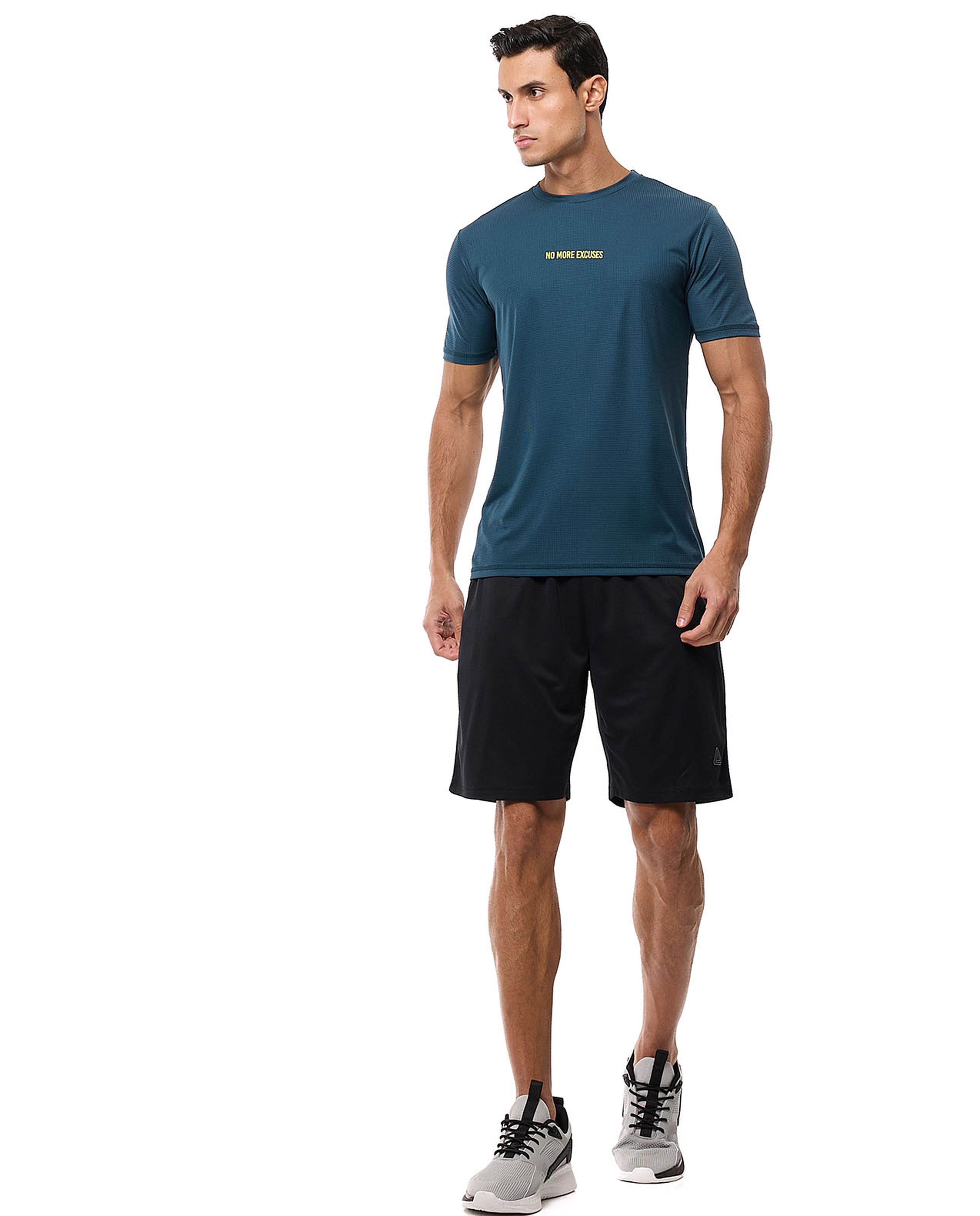 Typography Print Active T-Shirt with Crew Neck and Short Sleeves