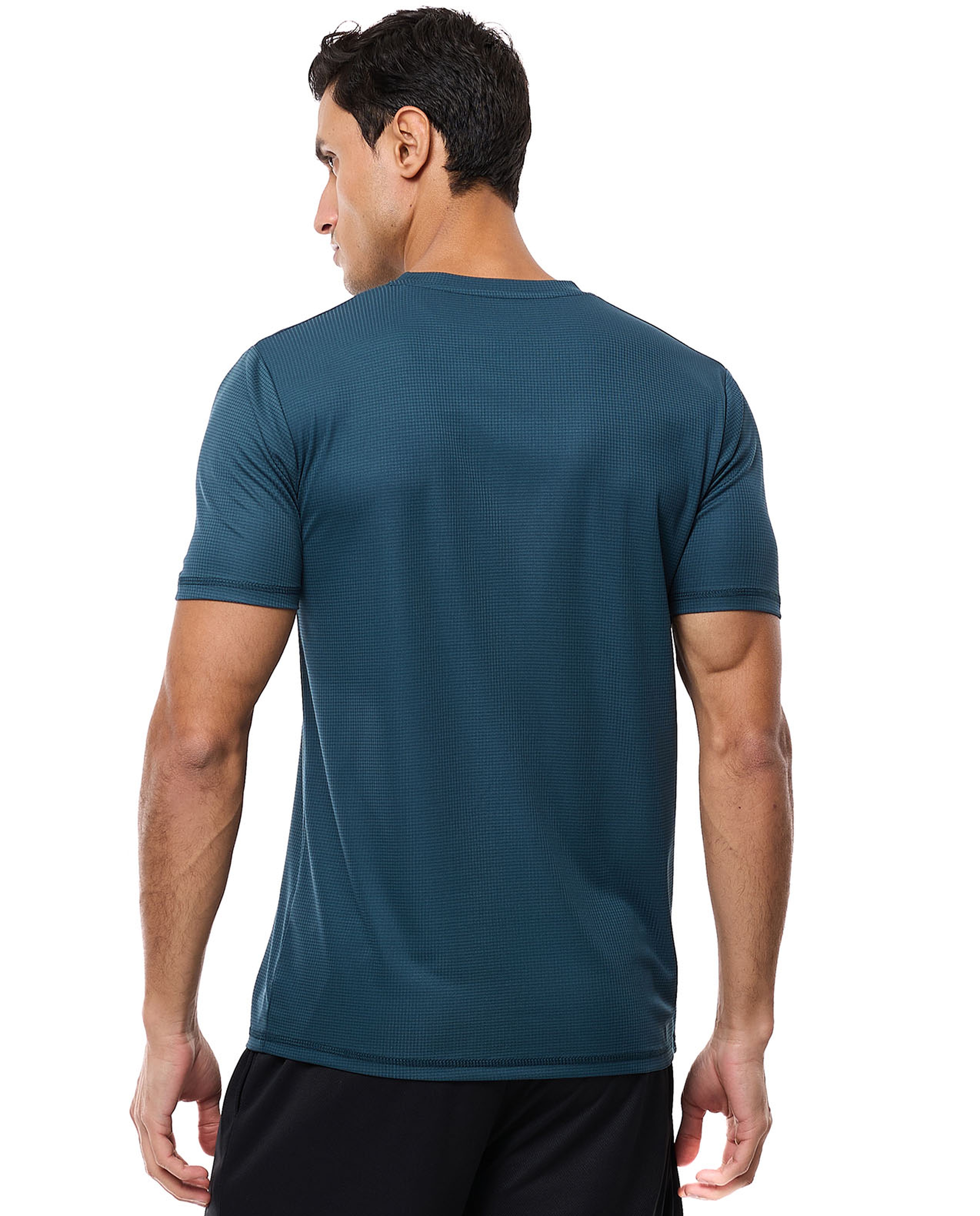 Typography Print Active T-Shirt with Crew Neck and Short Sleeves