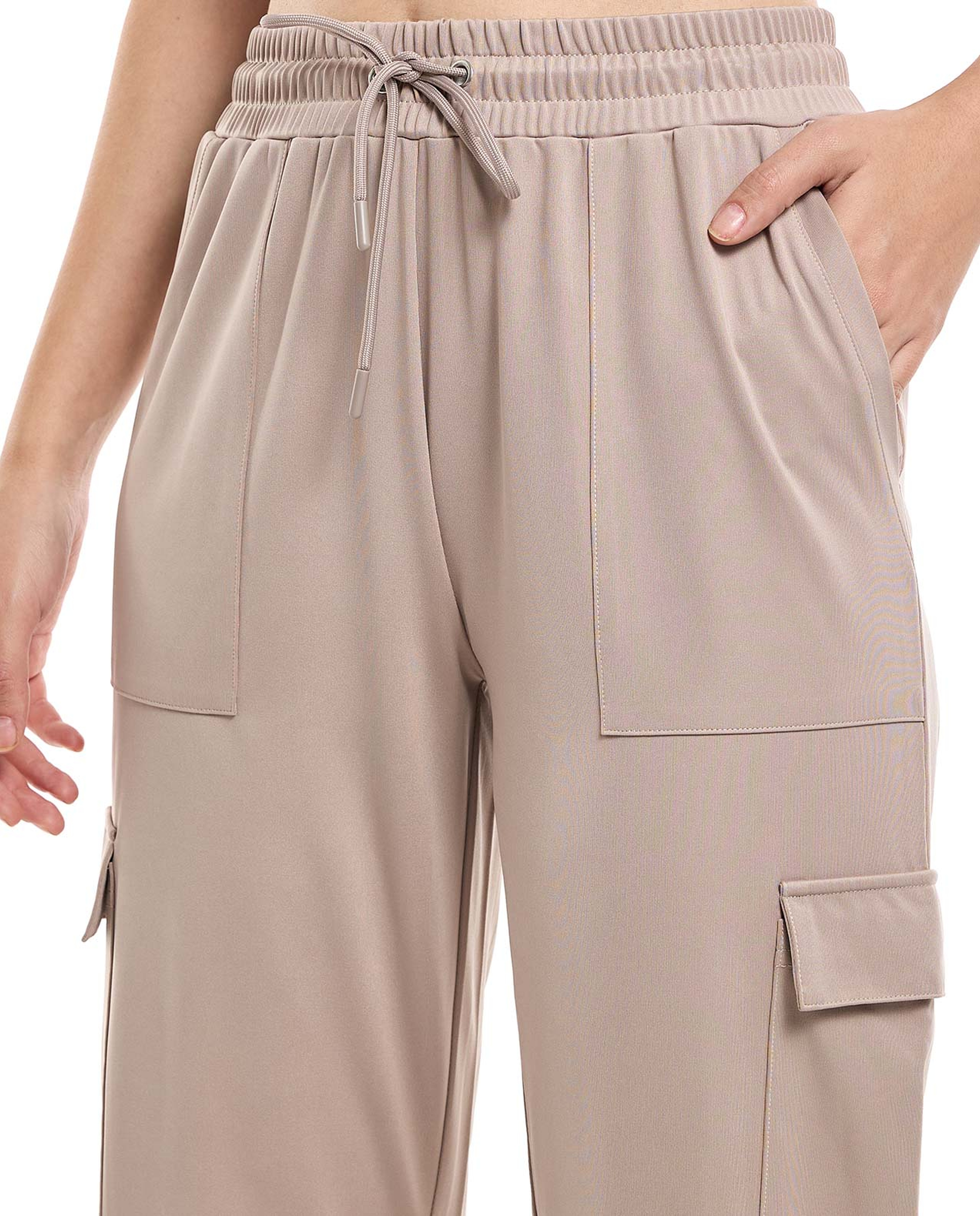 Solid Cargo Joggers with Drawstring Waist