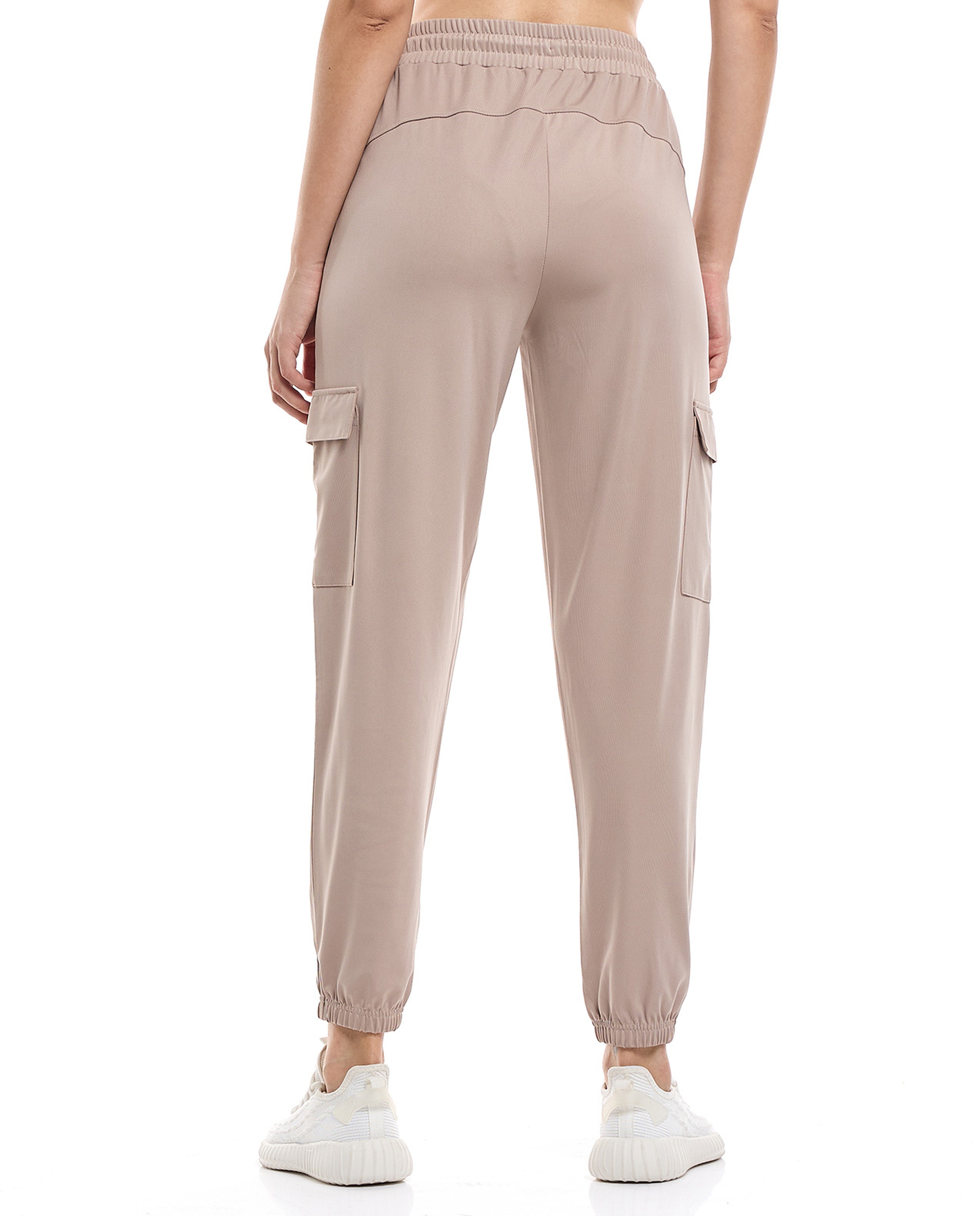 Solid Cargo Joggers with Drawstring Waist