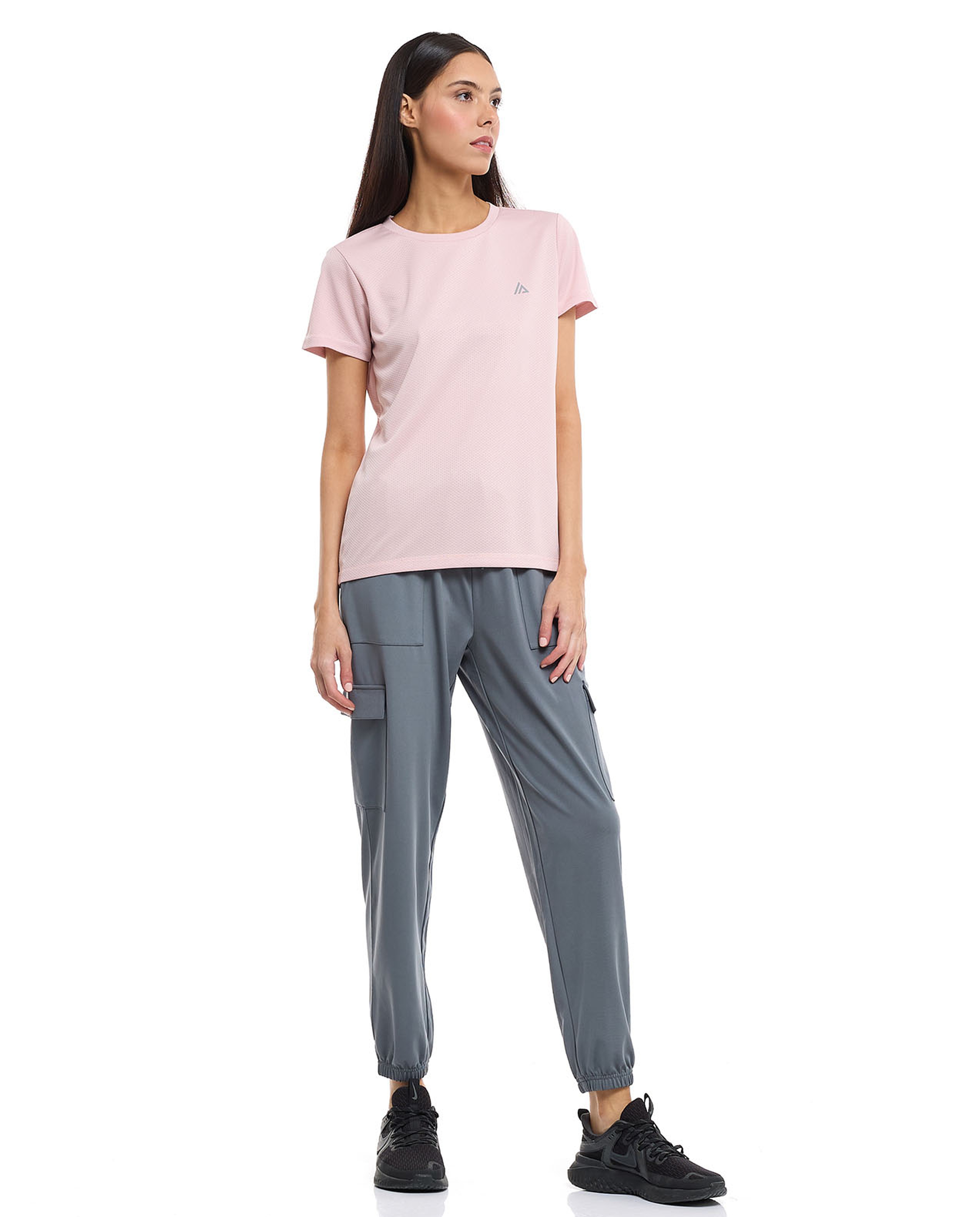 Solid Cargo Joggers with Drawstring Waist