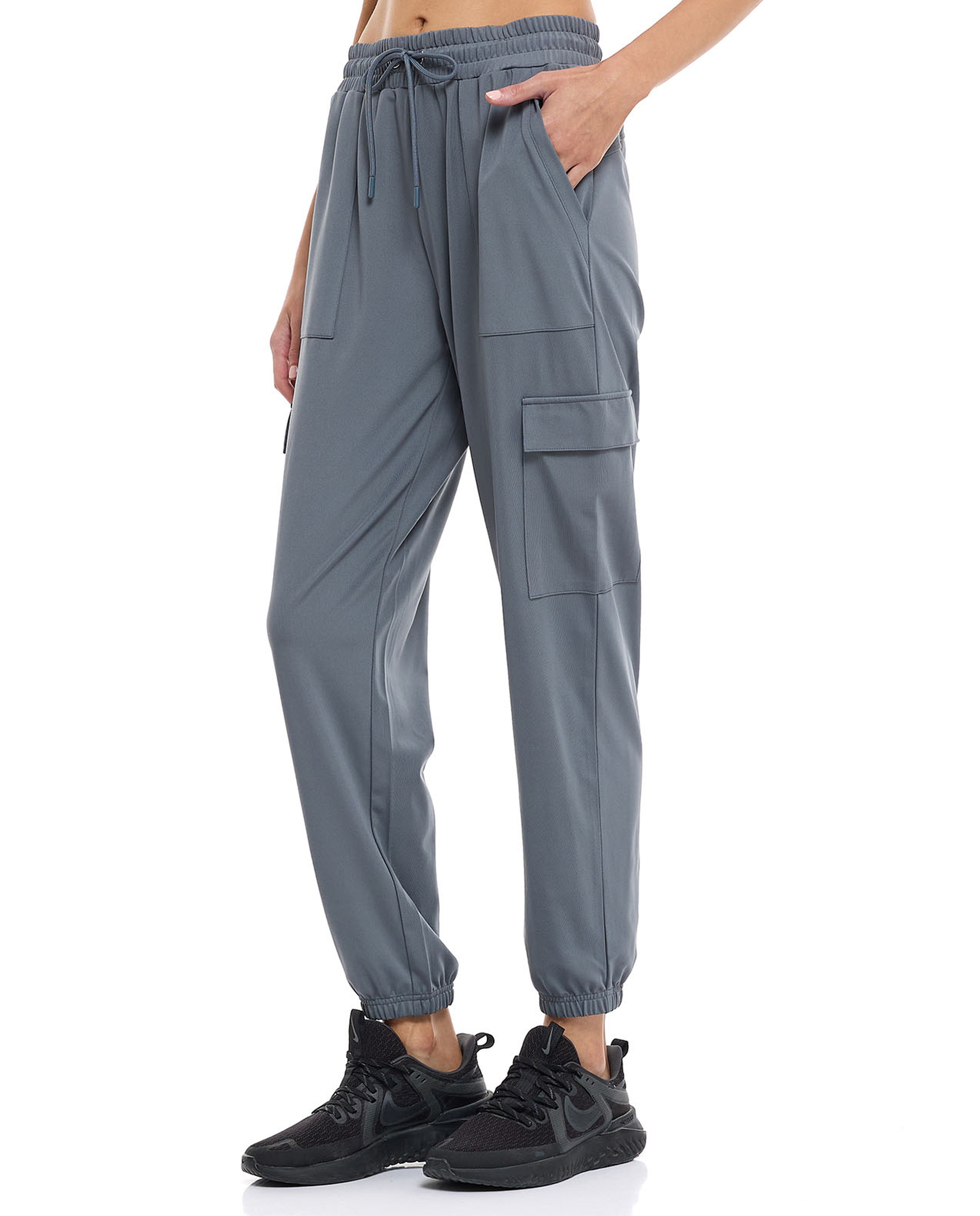 Solid Cargo Joggers with Drawstring Waist