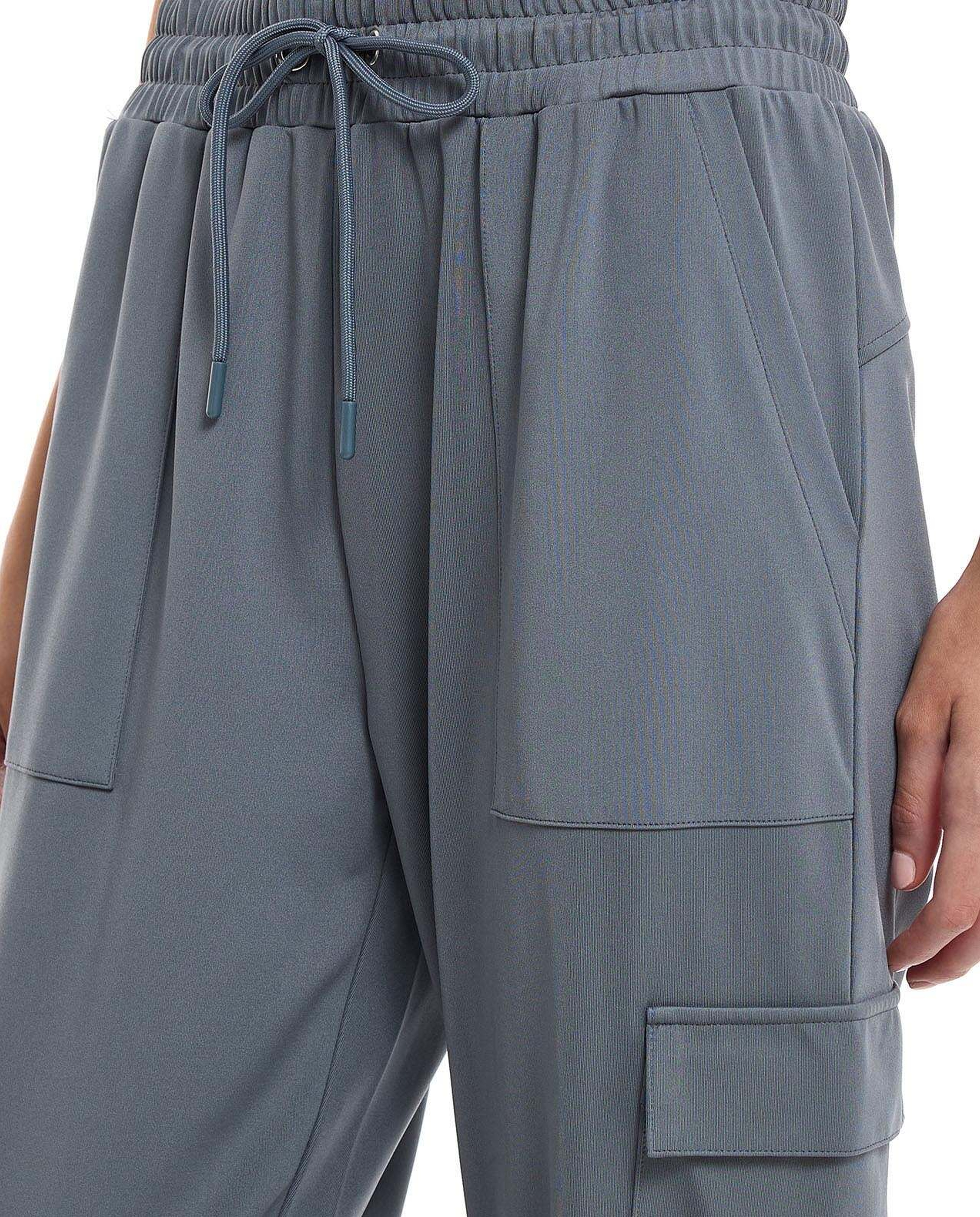 Solid Cargo Joggers with Drawstring Waist