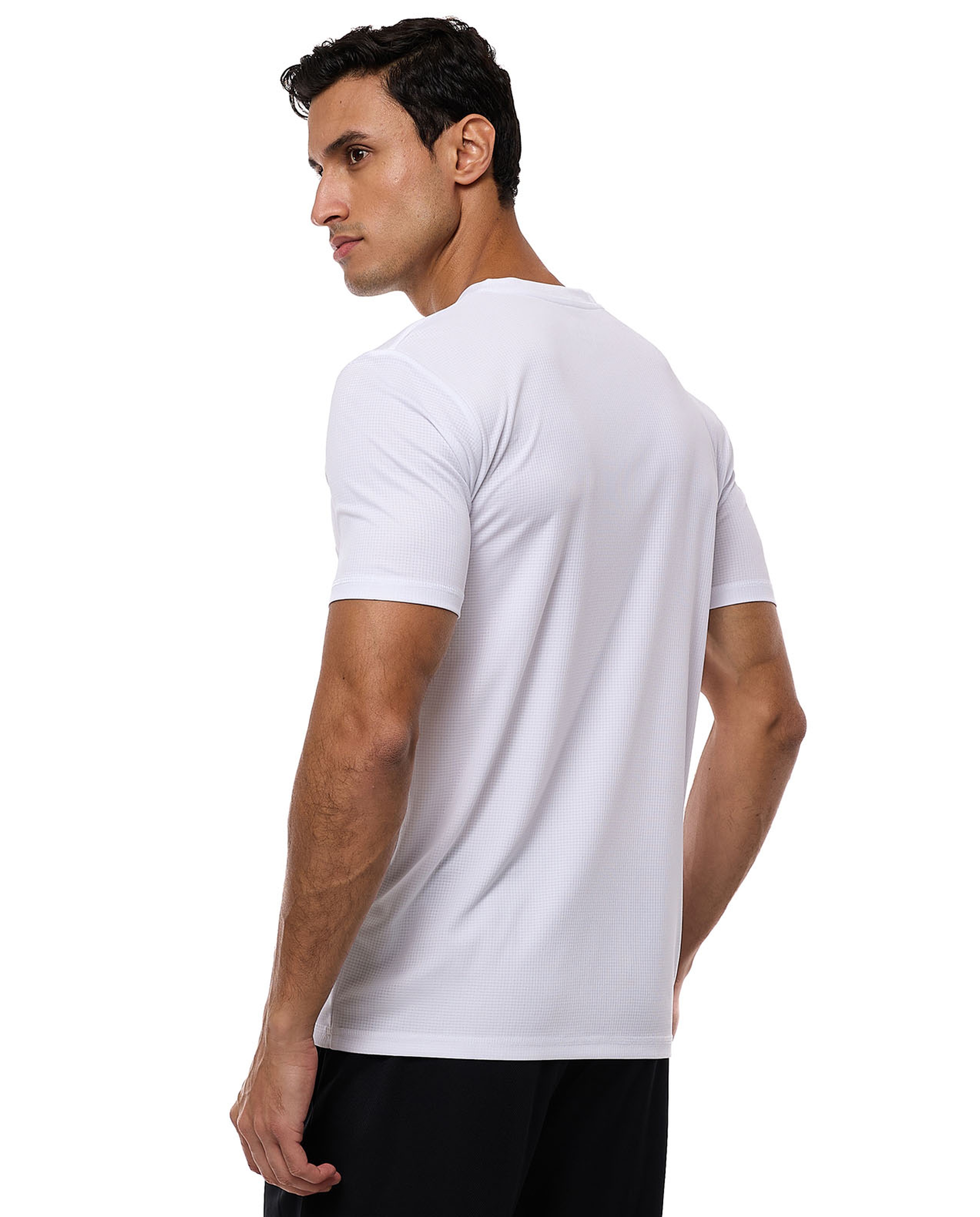 Typography Print Active T-Shirt with Crew Neck and Short Sleeves