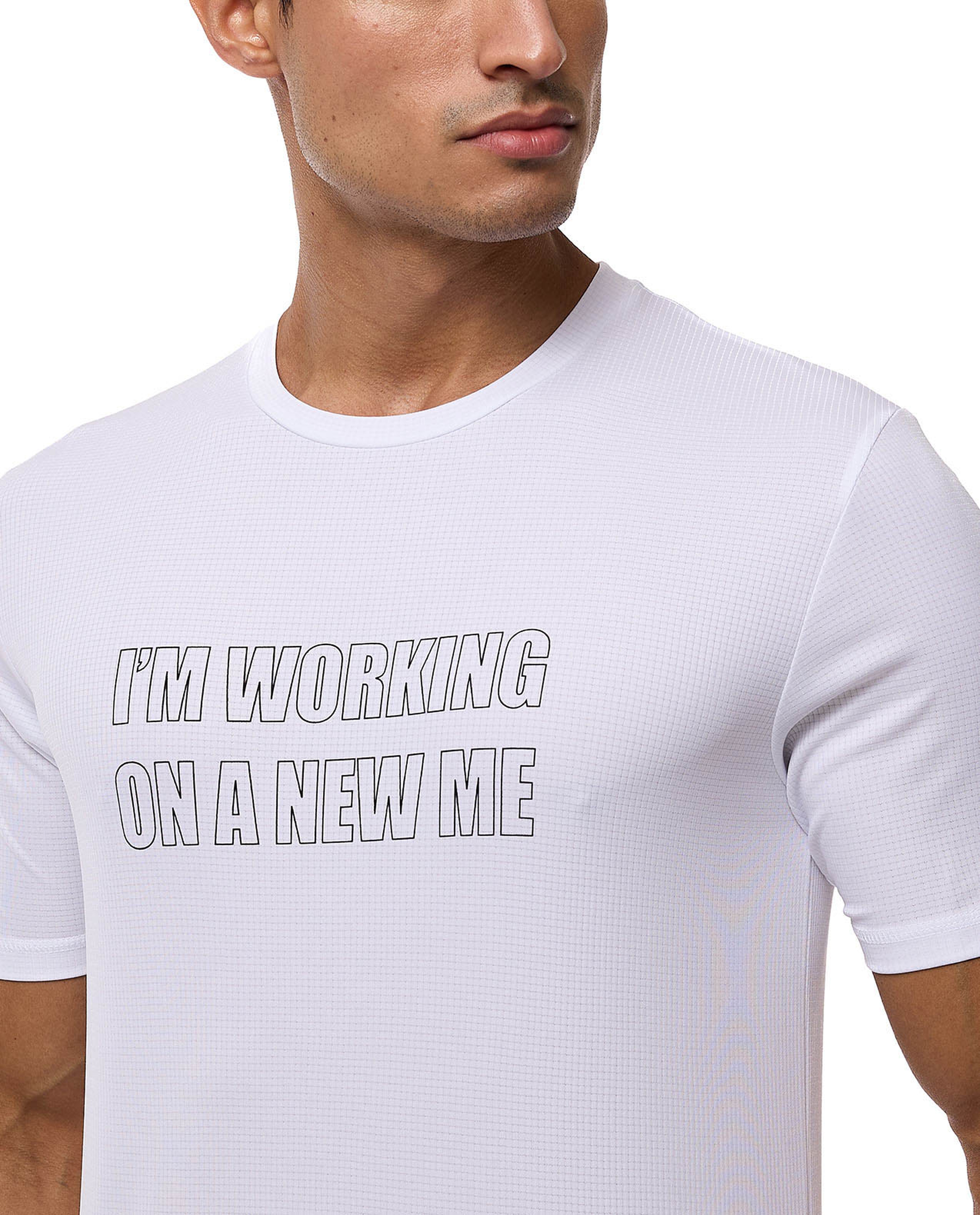 Typography Print Active T-Shirt with Crew Neck and Short Sleeves