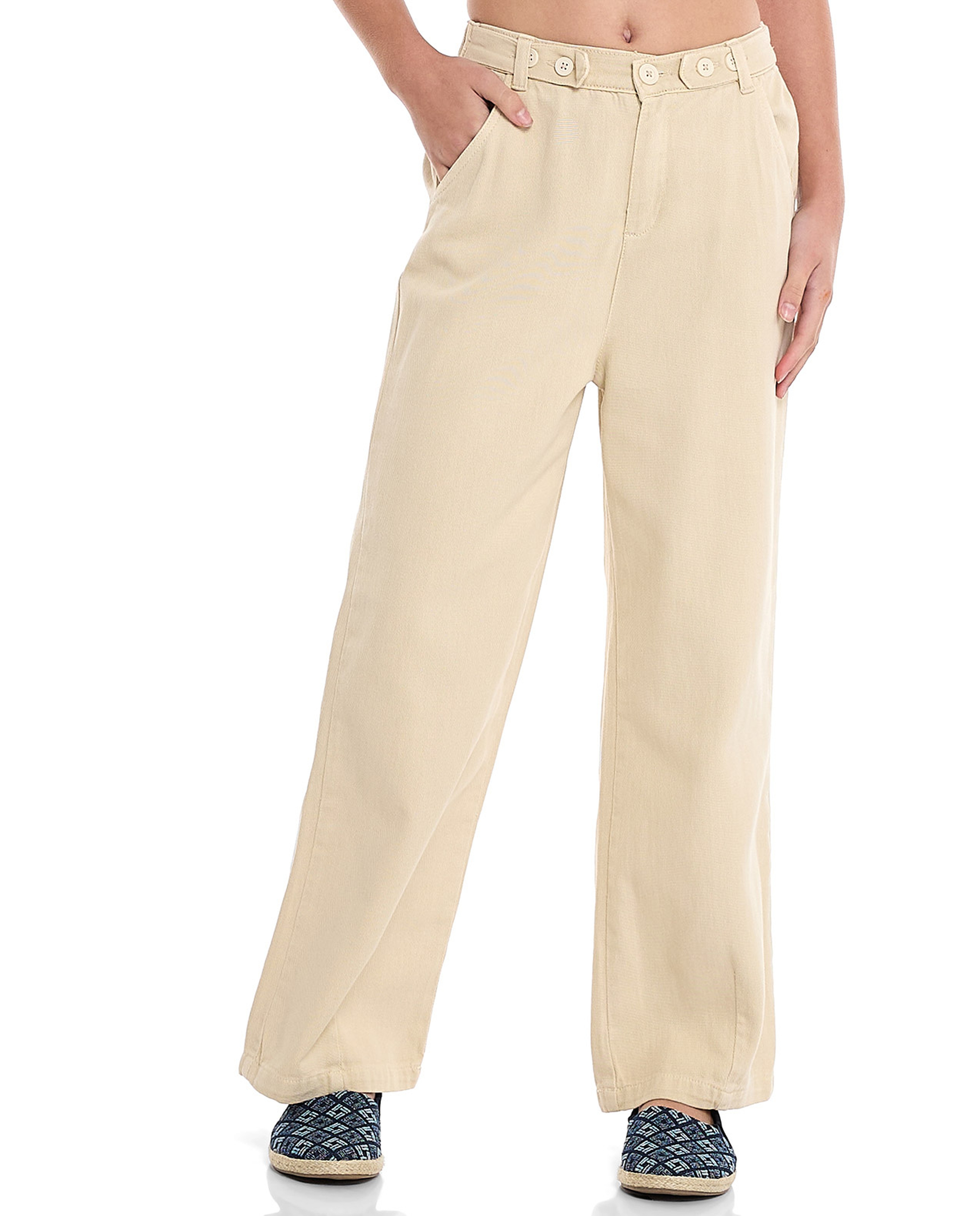 Solid Straight Fit Jeans with Button Closure