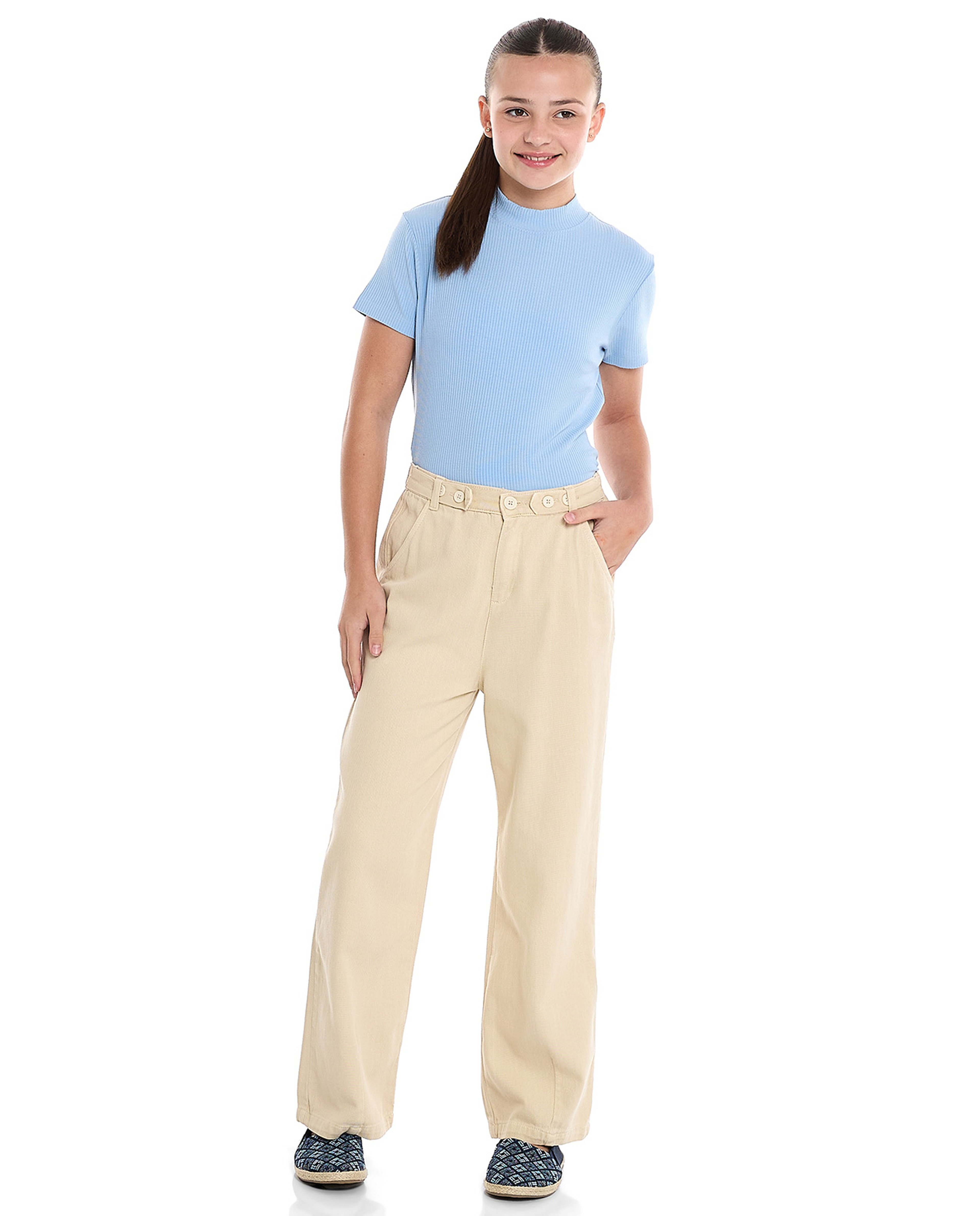 Solid Straight Fit Jeans with Button Closure