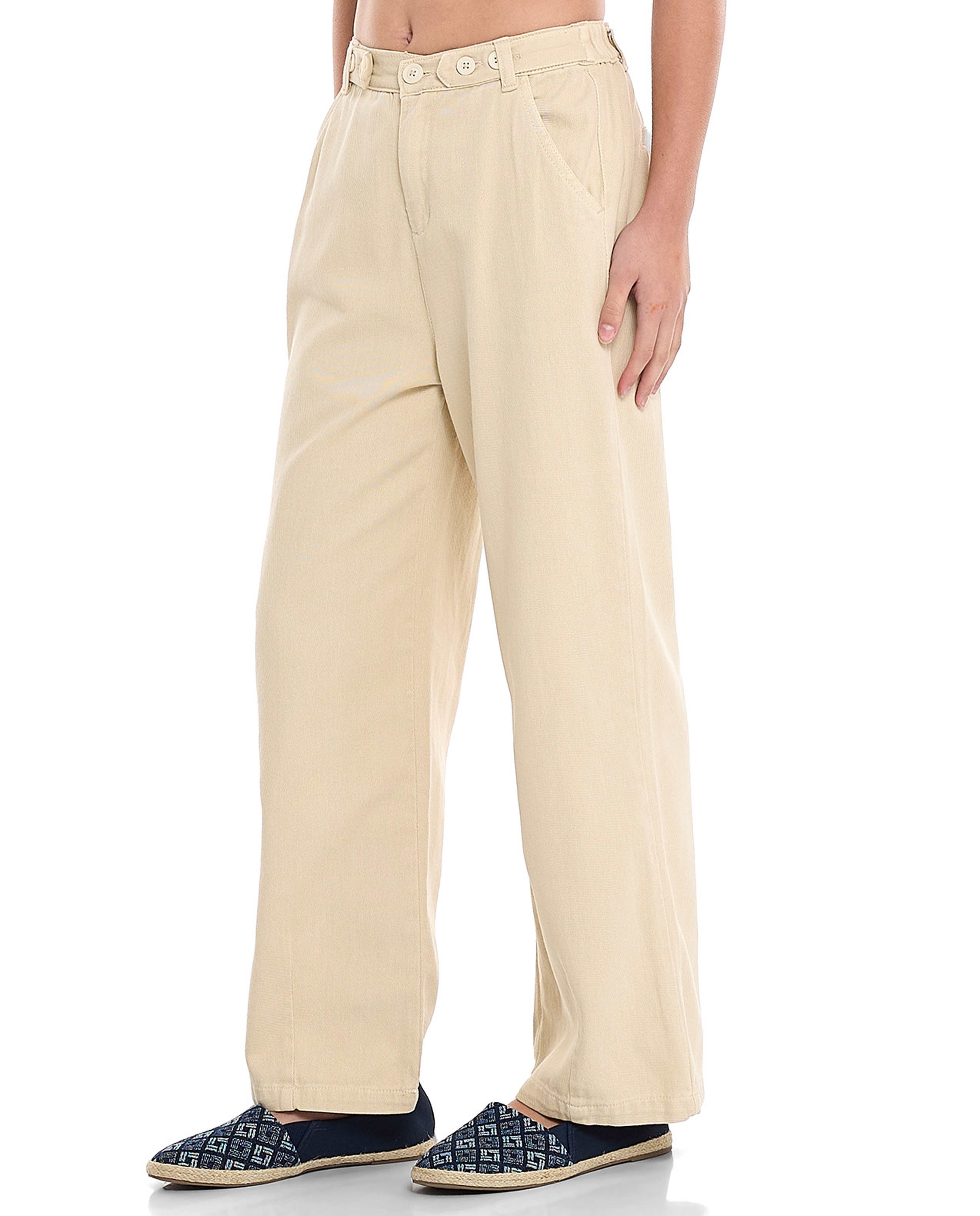 Solid Straight Fit Jeans with Button Closure