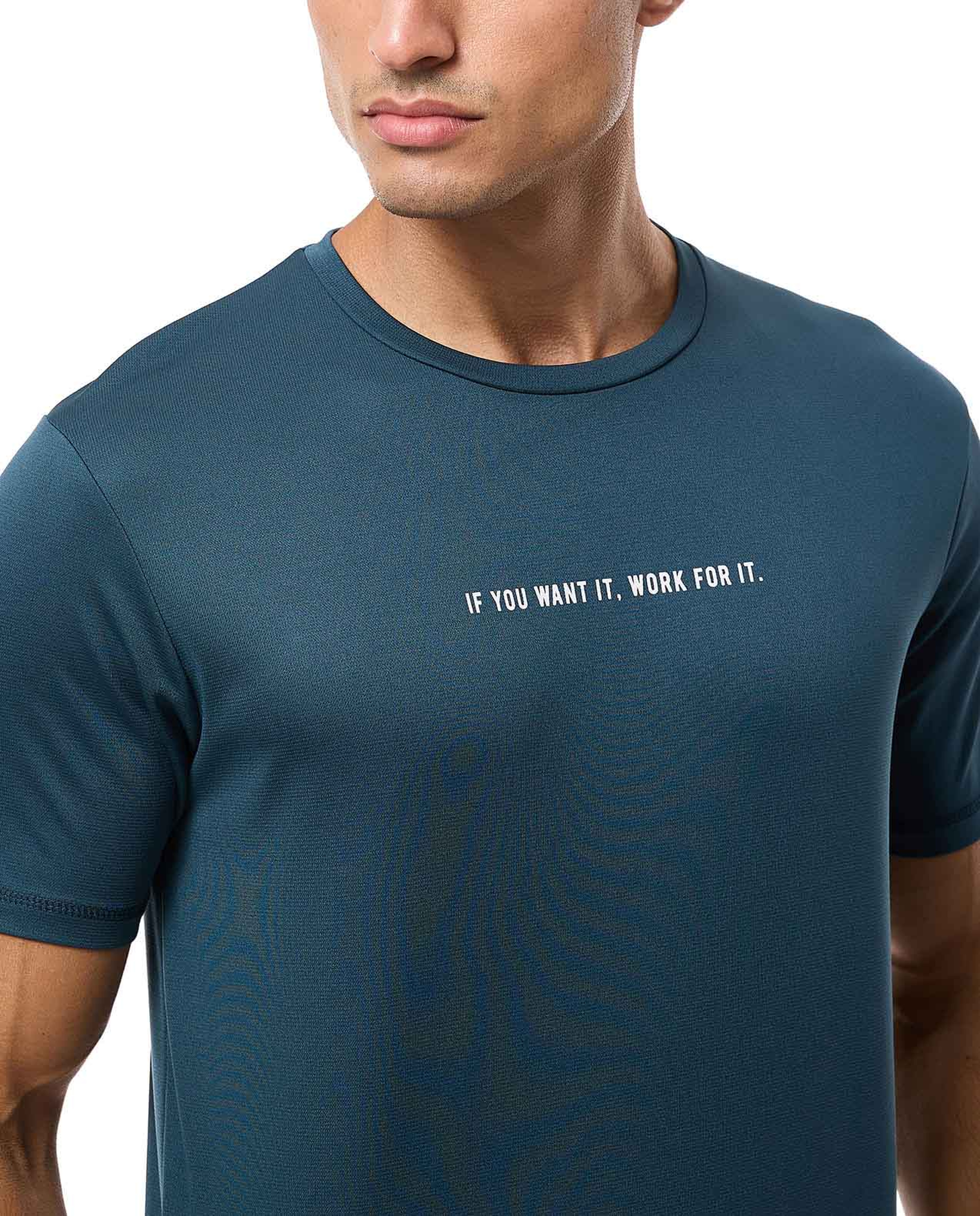 Typography Print Active T-Shirt with Crew Neck and Short Sleeves