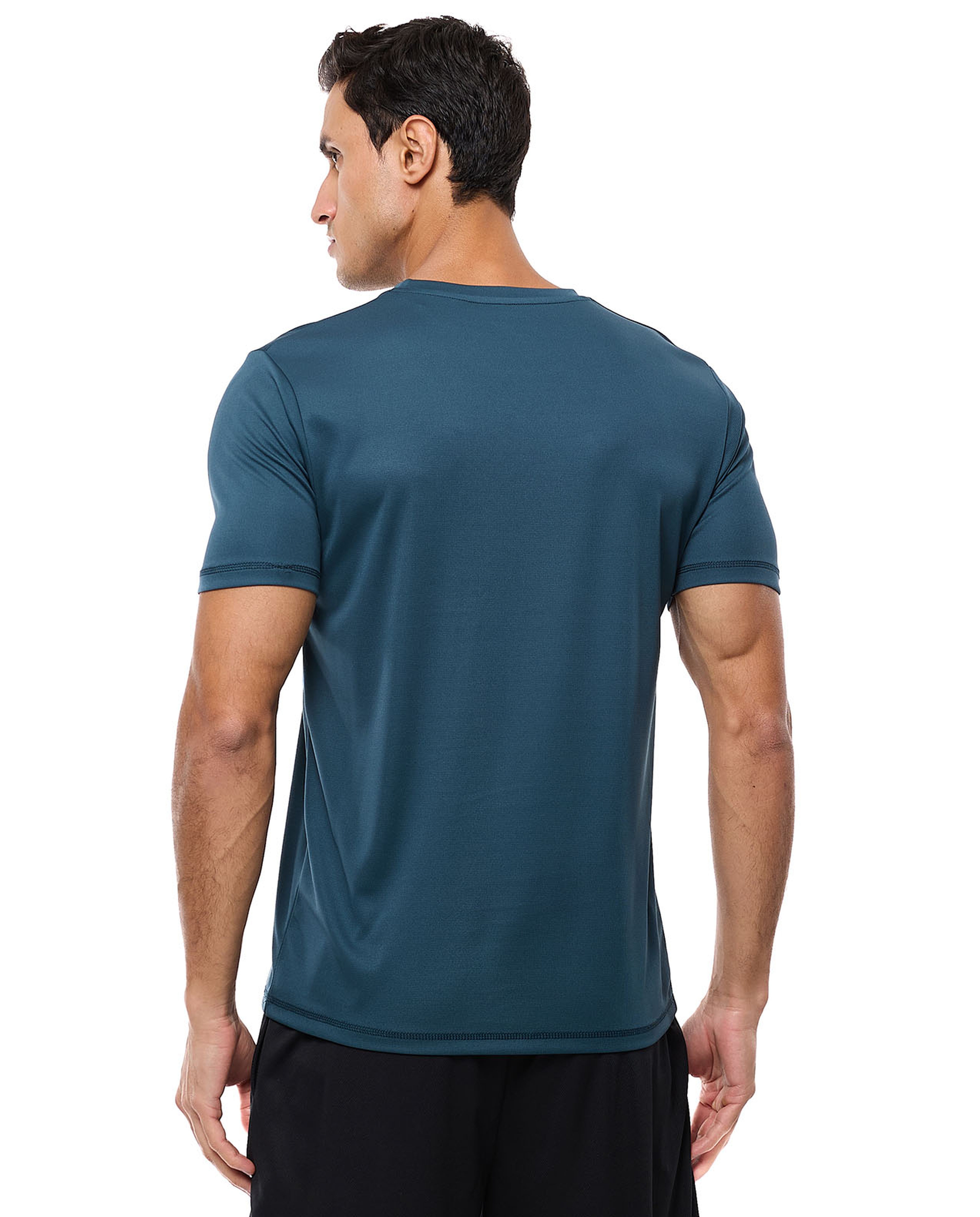 Typography Print Active T-Shirt with Crew Neck and Short Sleeves