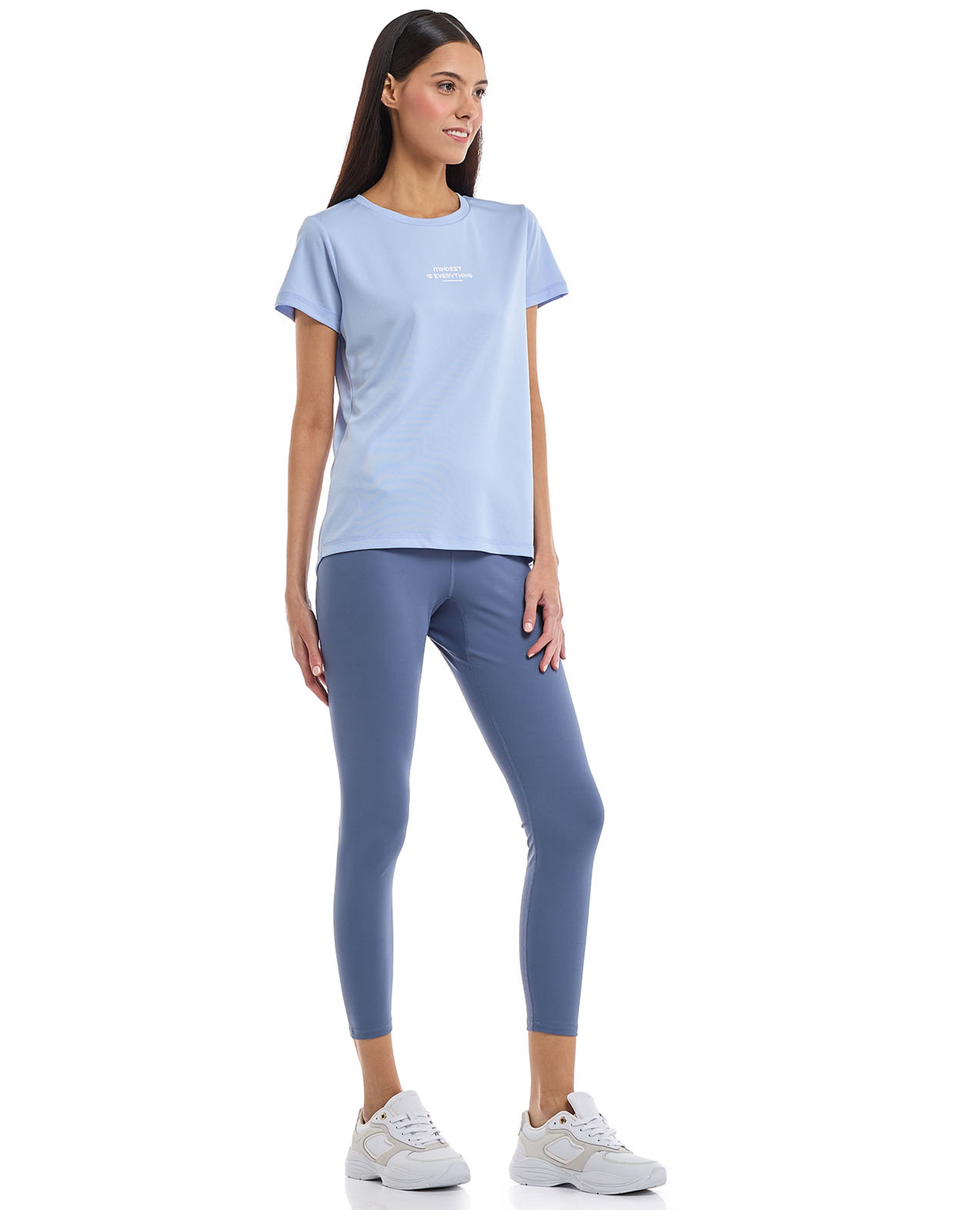 Solid Active Leggings with Elastic Waist