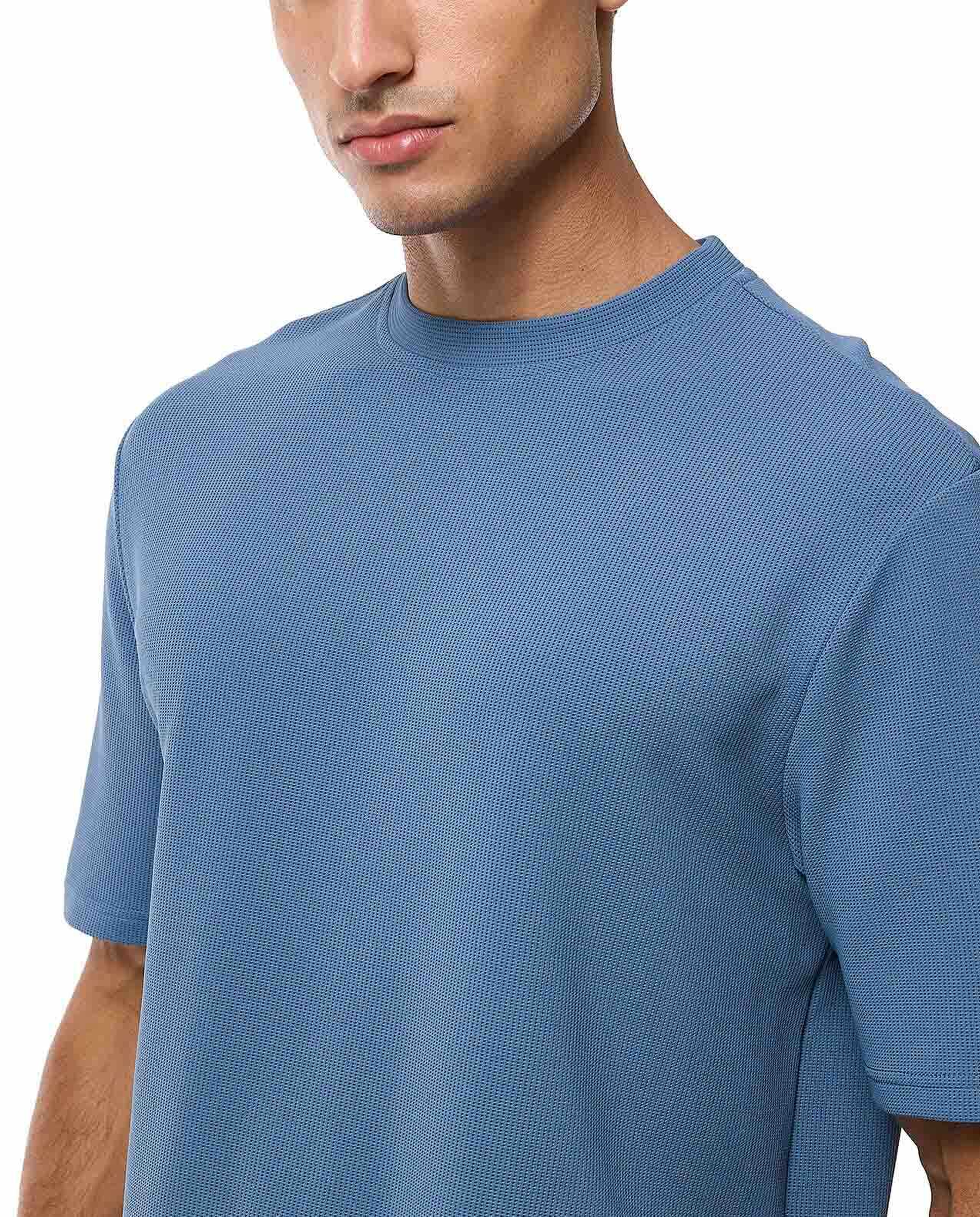 Ribbed T-Shirt with Crew Neck and Short Sleeves