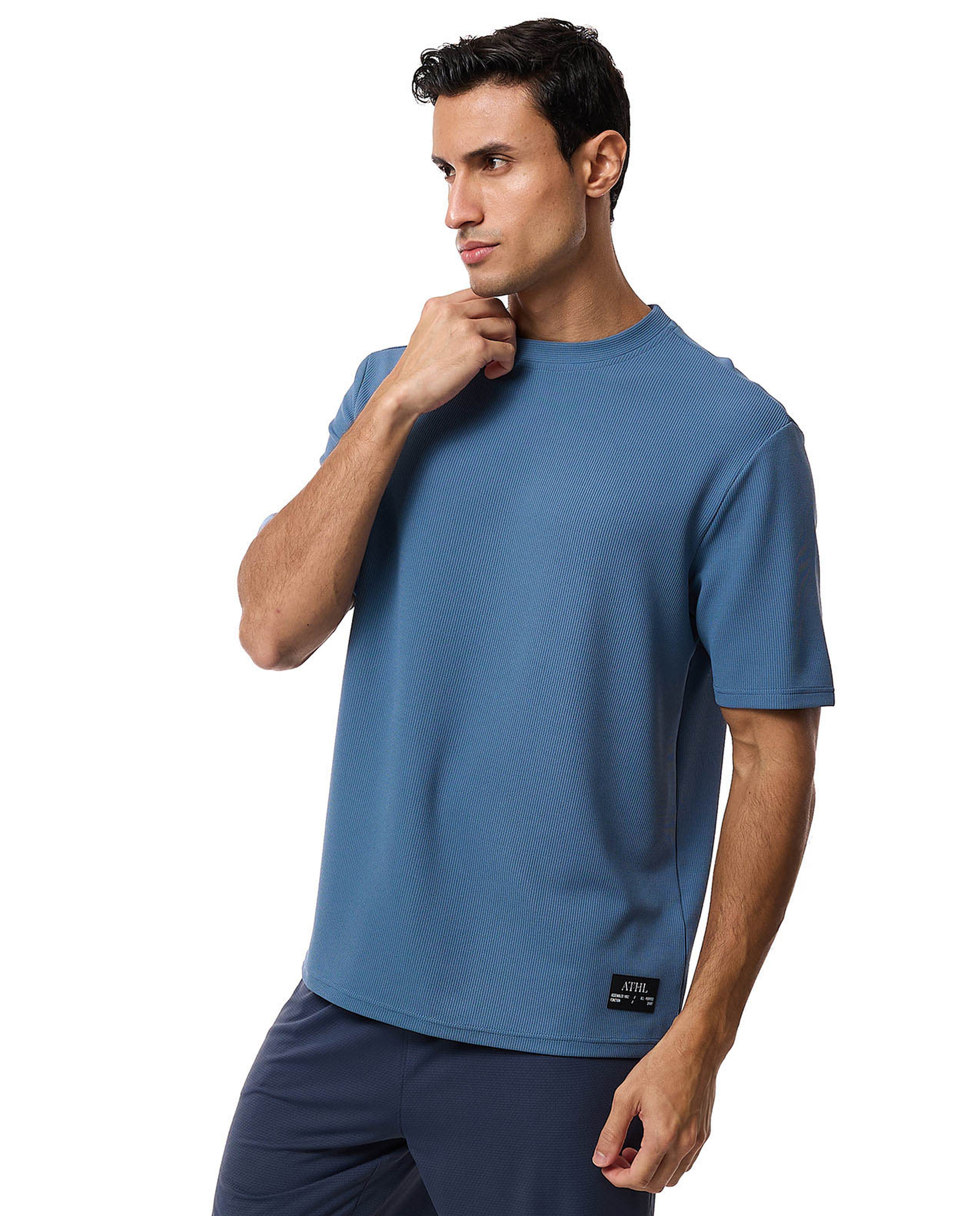 Ribbed T-Shirt with Crew Neck and Short Sleeves