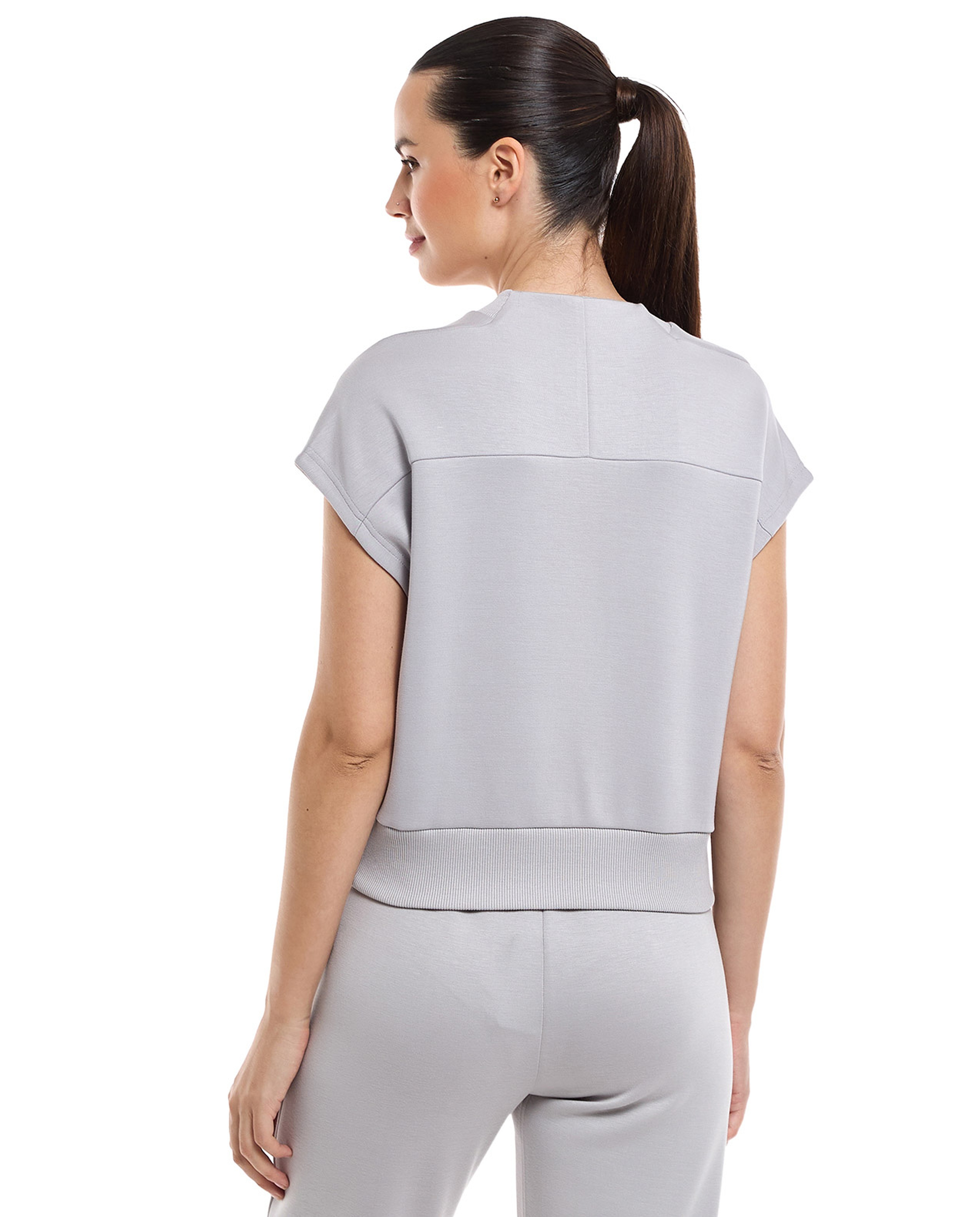 Solid Active Top with Mock Neck and Cap Sleeves