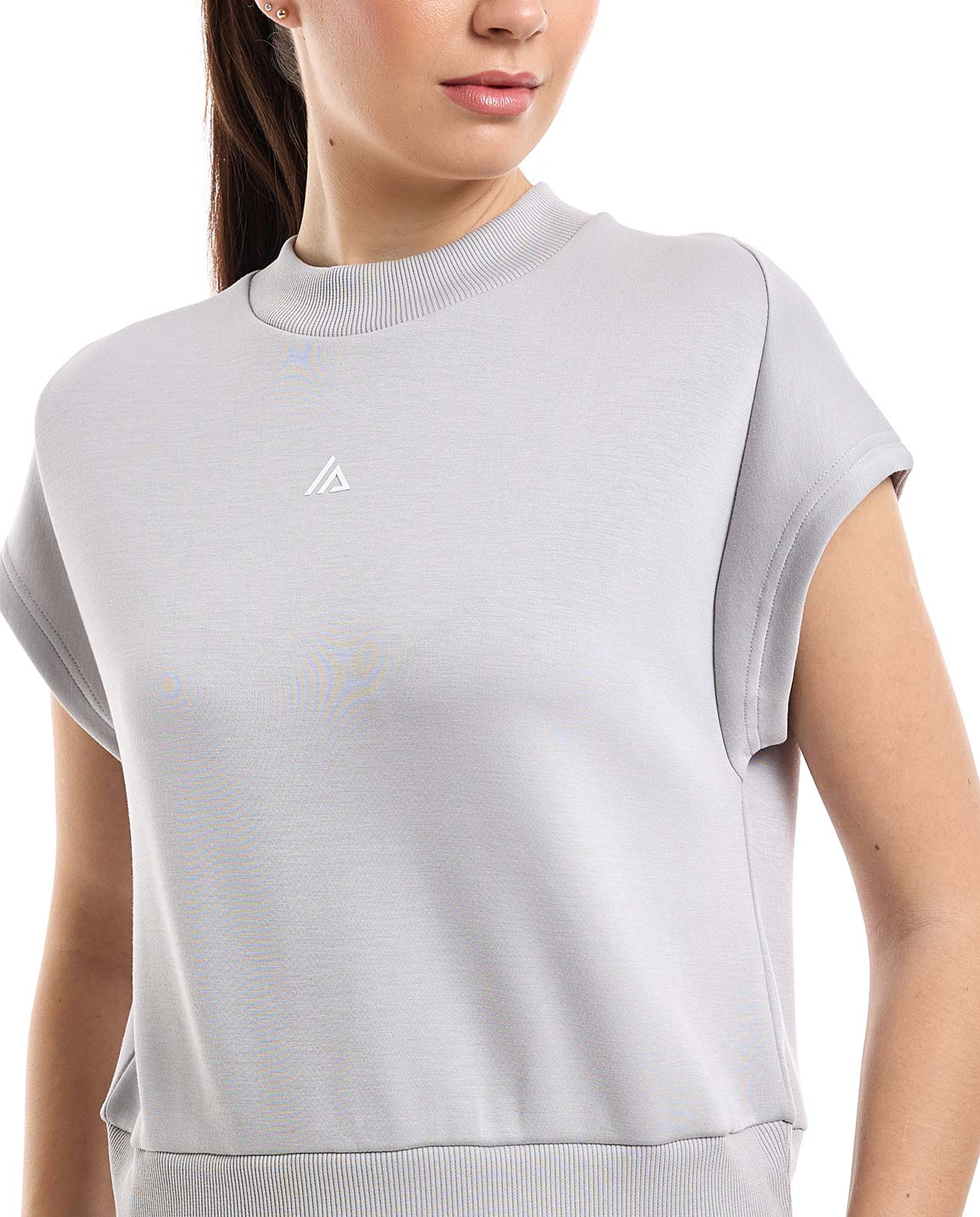 Solid Active Top with Mock Neck and Cap Sleeves