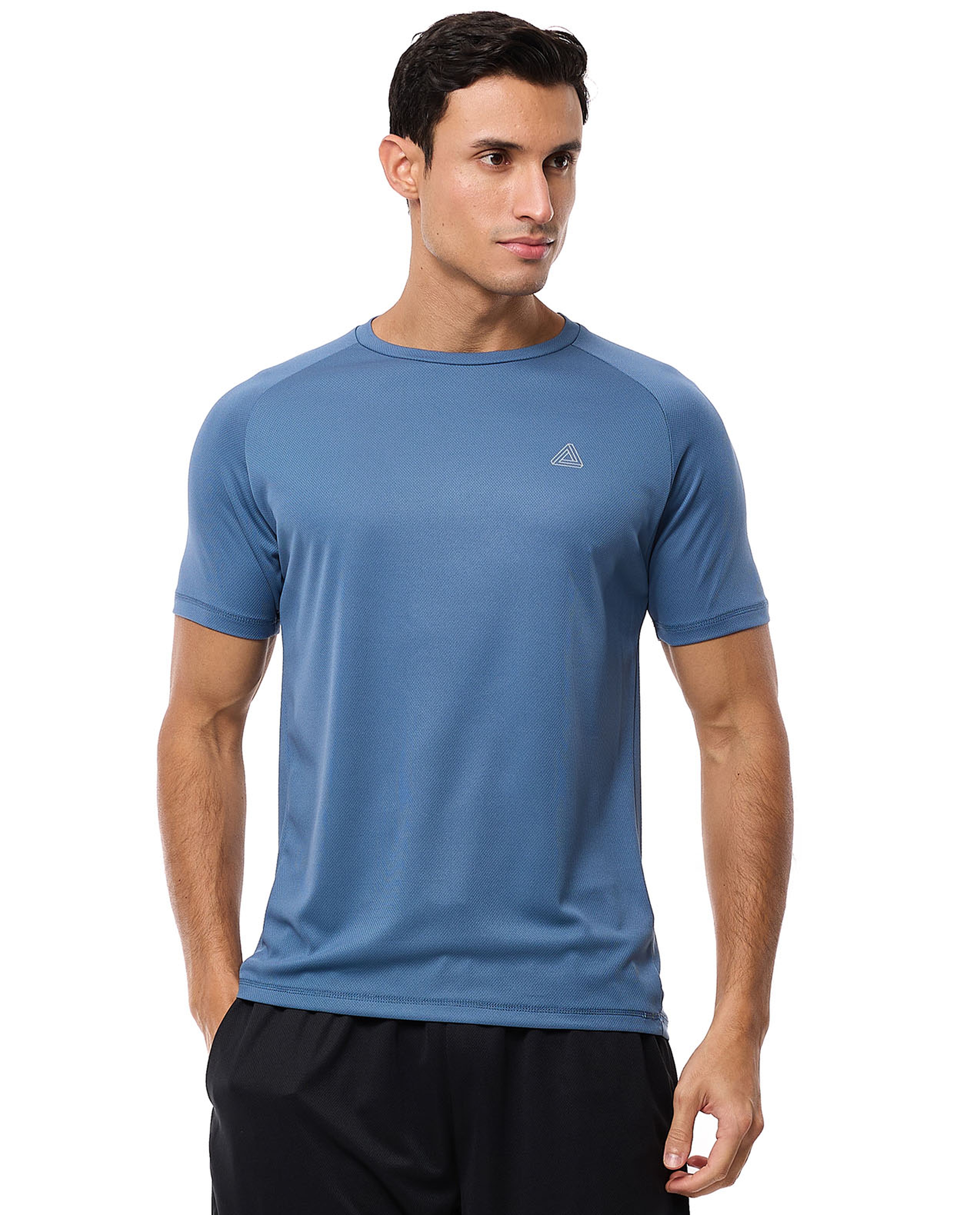 Textured Active T-Shirt with Crew Neck and Short Sleeves