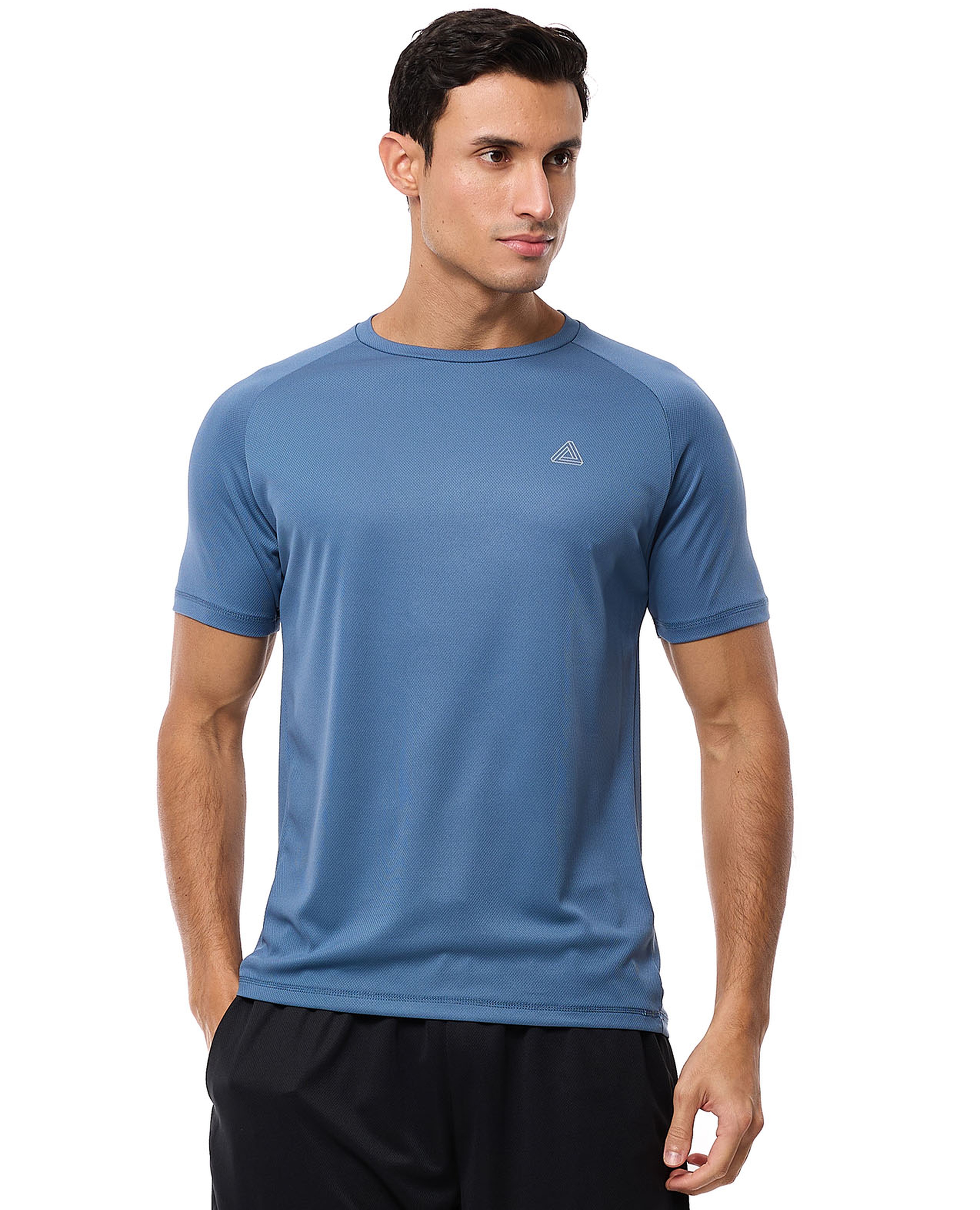 Textured Active T-Shirt with Crew Neck and Short Sleeves