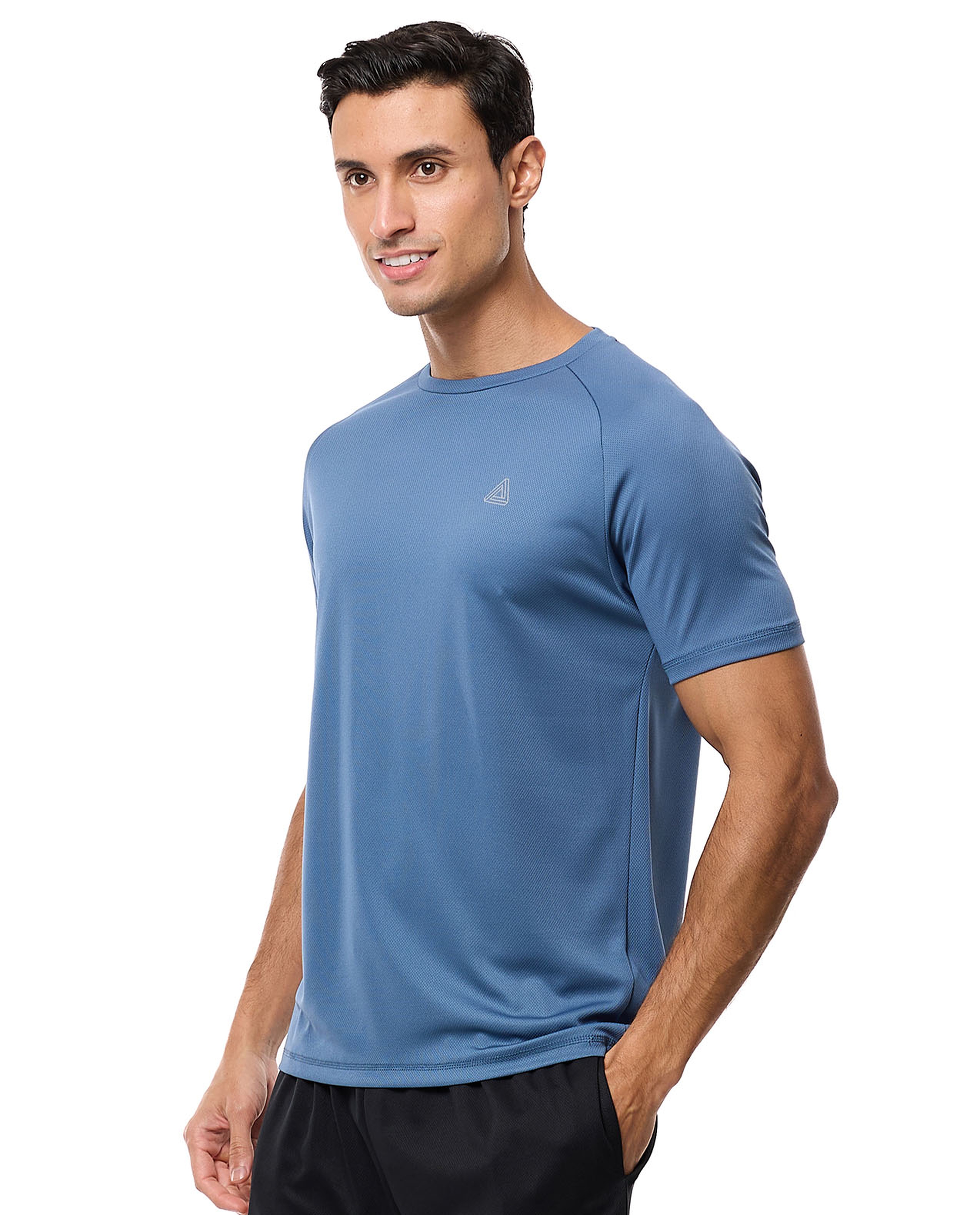Textured Active T-Shirt with Crew Neck and Short Sleeves