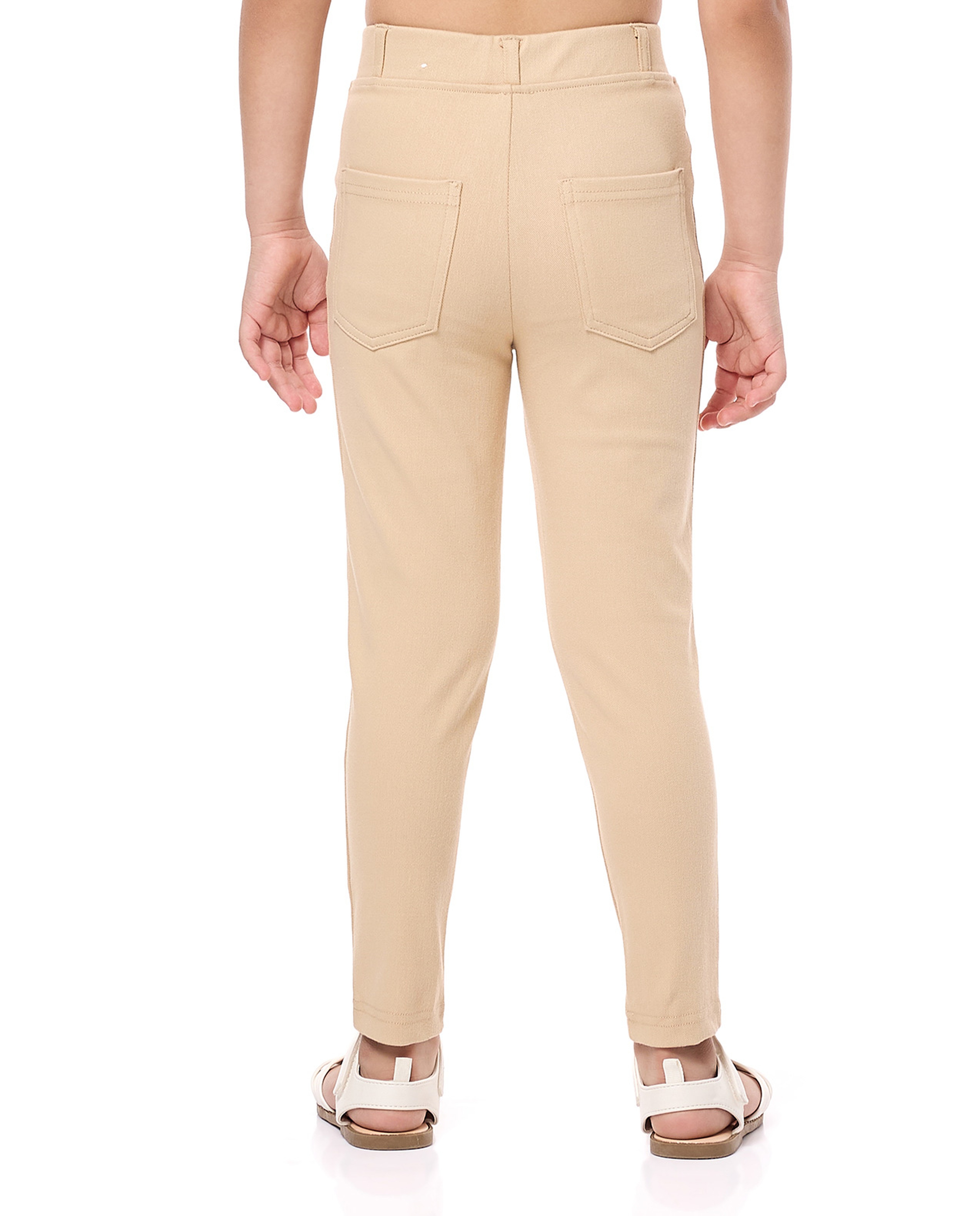 Solid Skinny Fit Pants with Elastic Waist