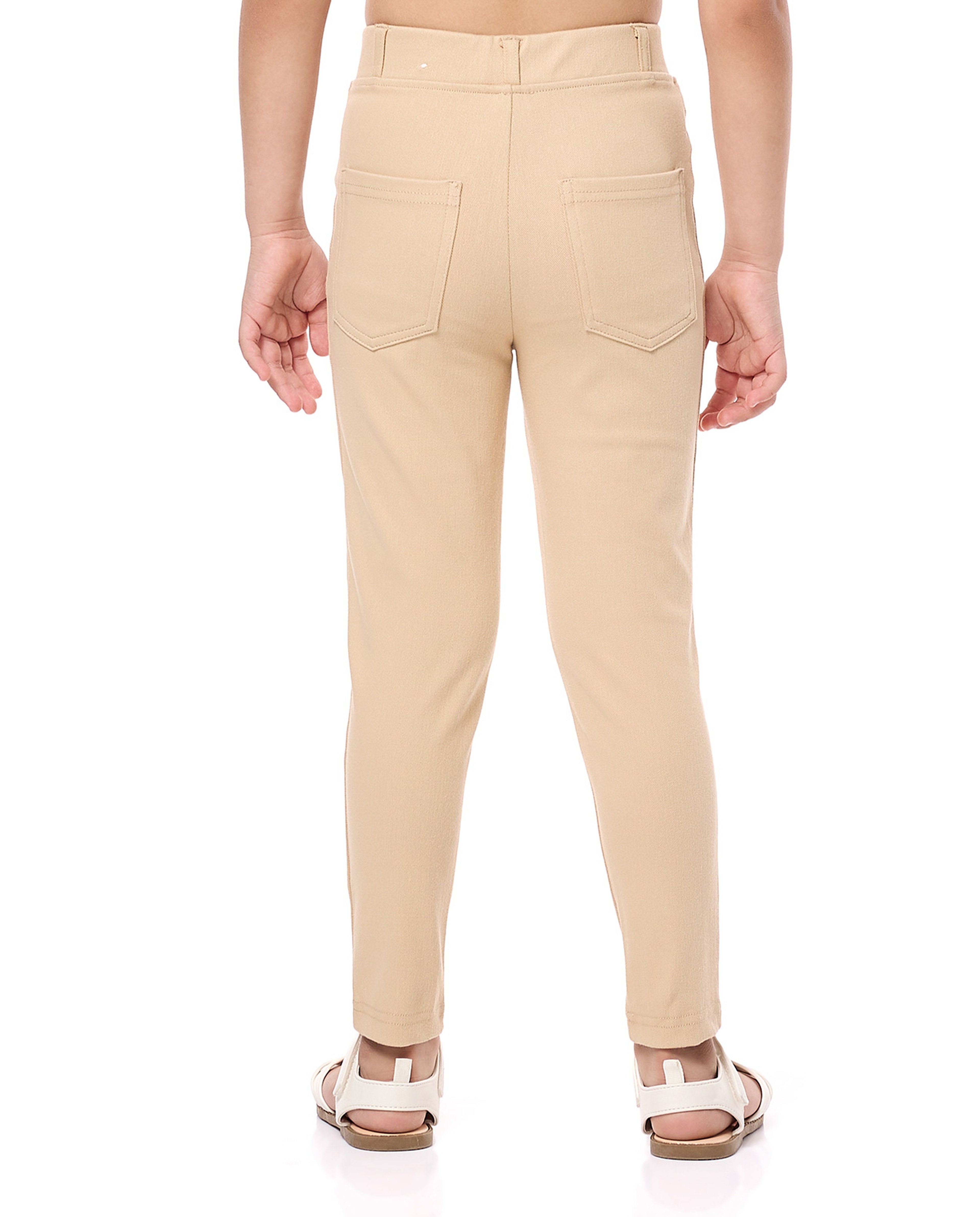 Solid Skinny Fit Pants with Elastic Waist