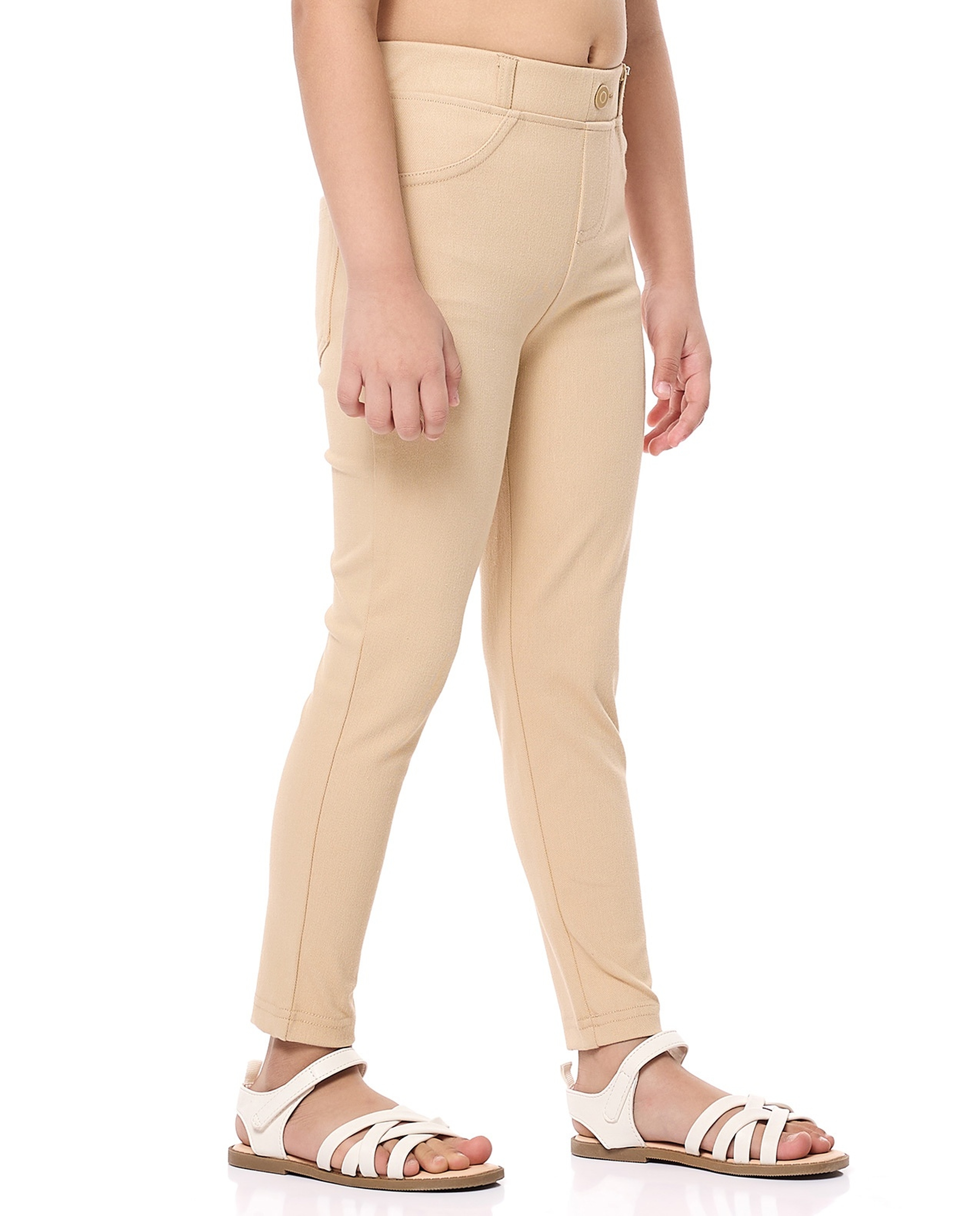 Solid Skinny Fit Pants with Elastic Waist