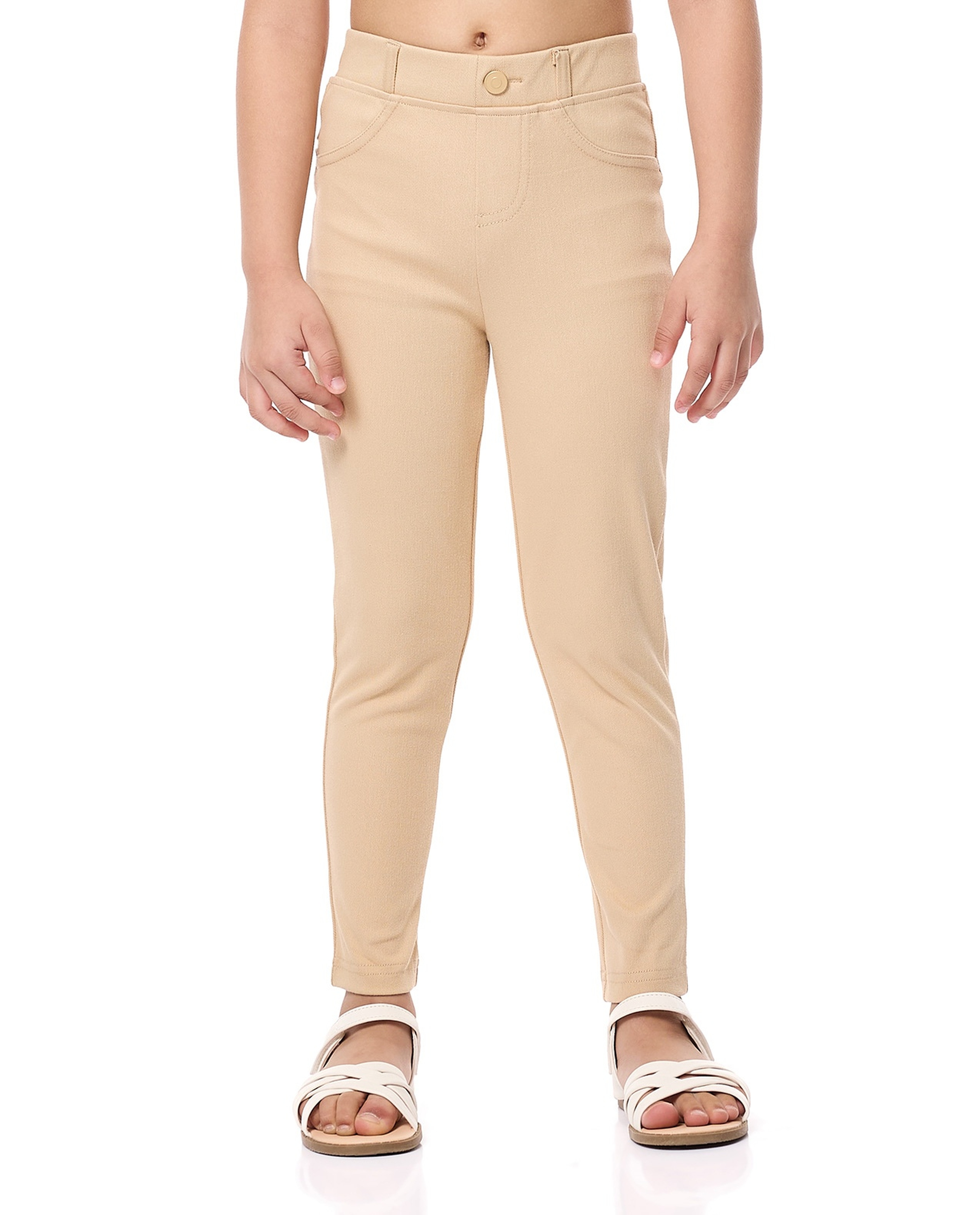 Solid Skinny Fit Pants with Elastic Waist