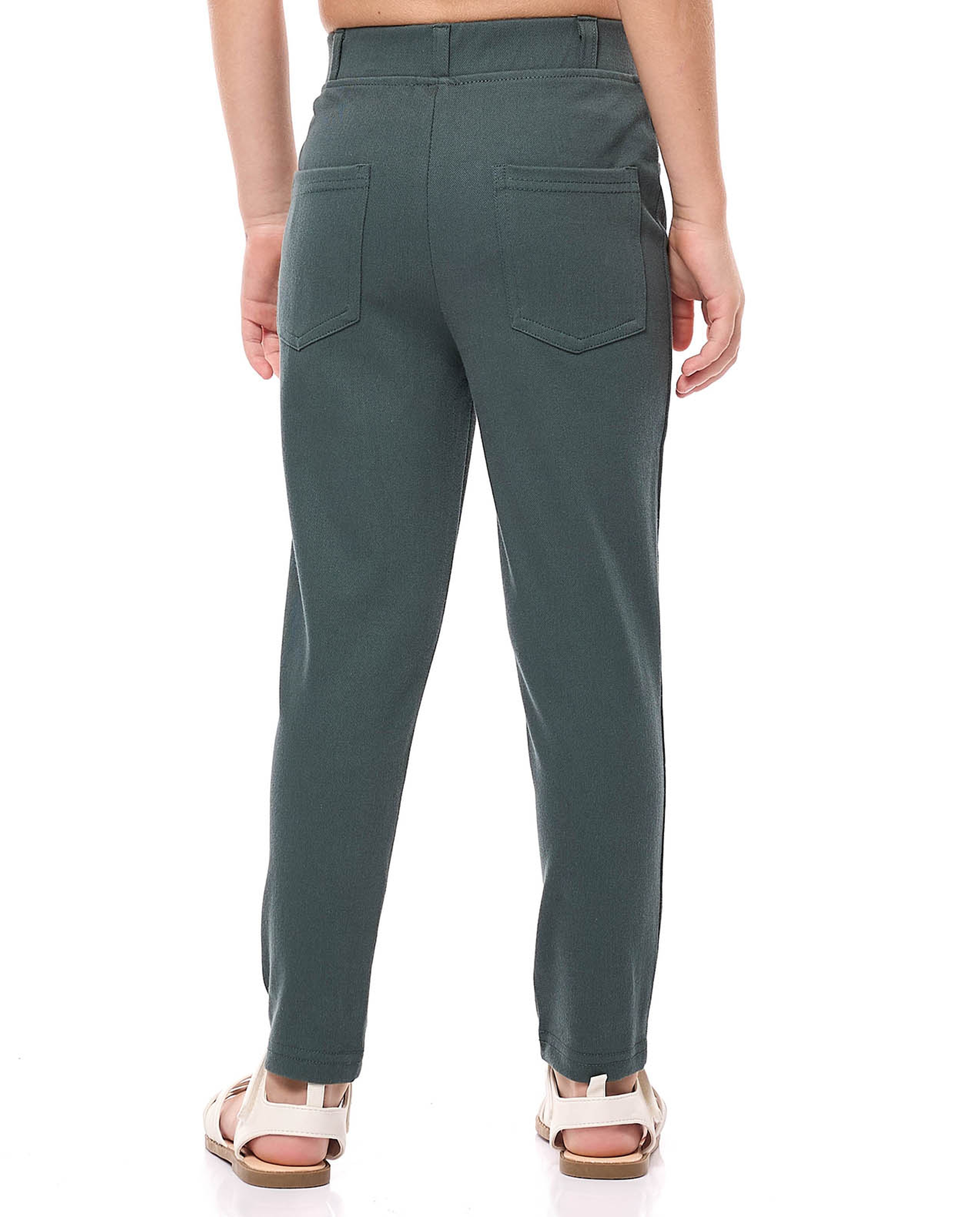 Solid Skinny Fit Pants with Elastic Waist