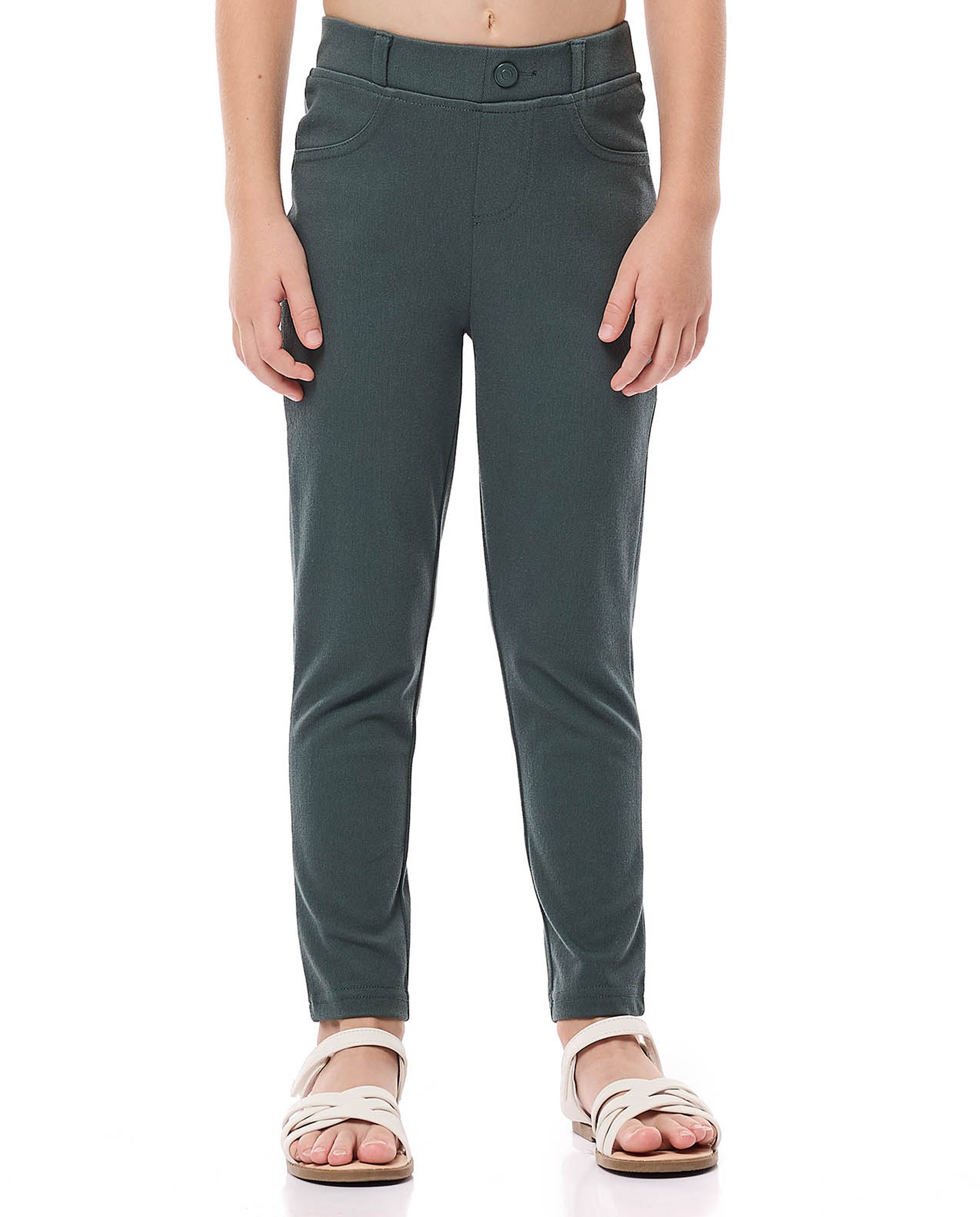 Solid Skinny Fit Pants with Elastic Waist