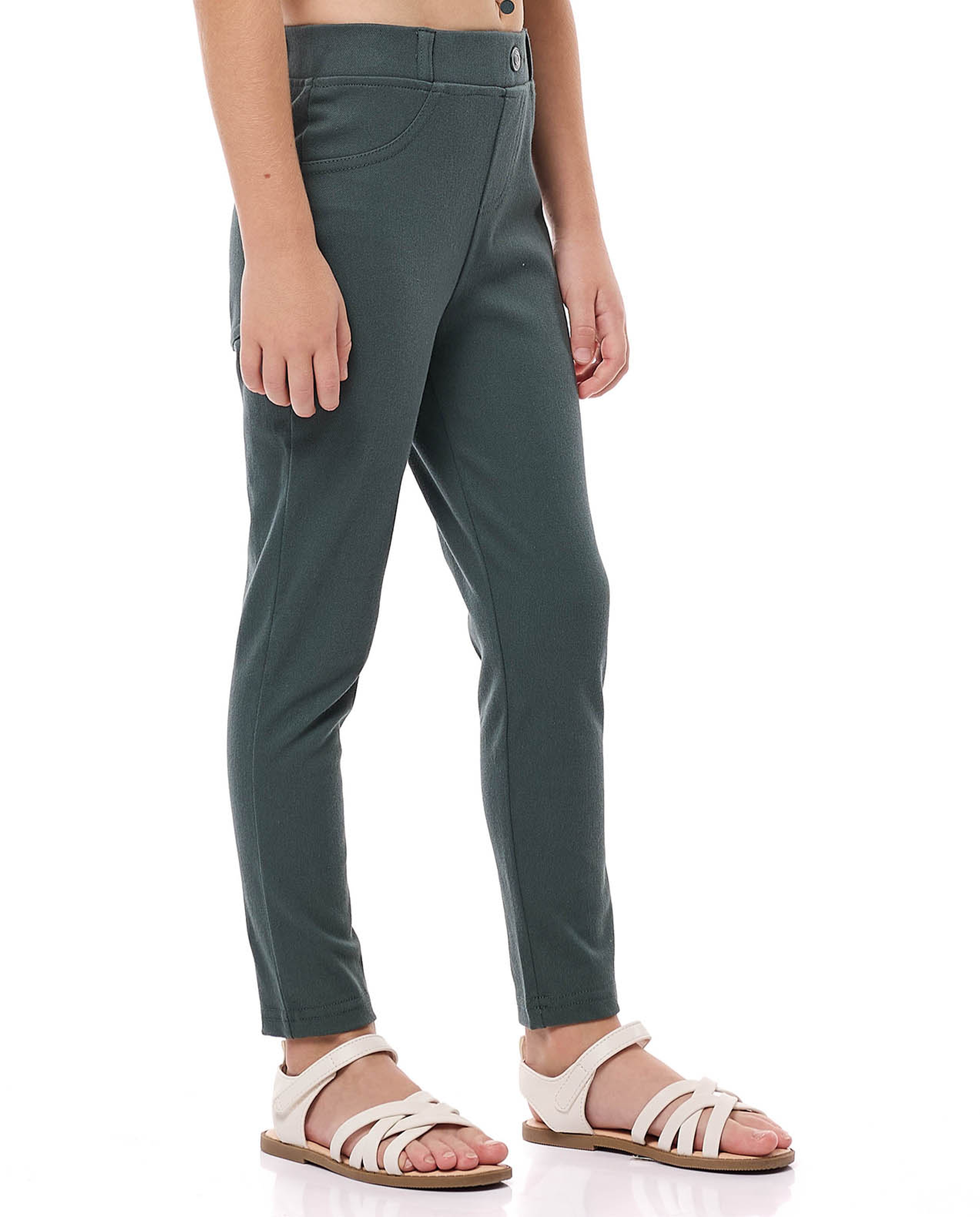 Solid Skinny Fit Pants with Elastic Waist