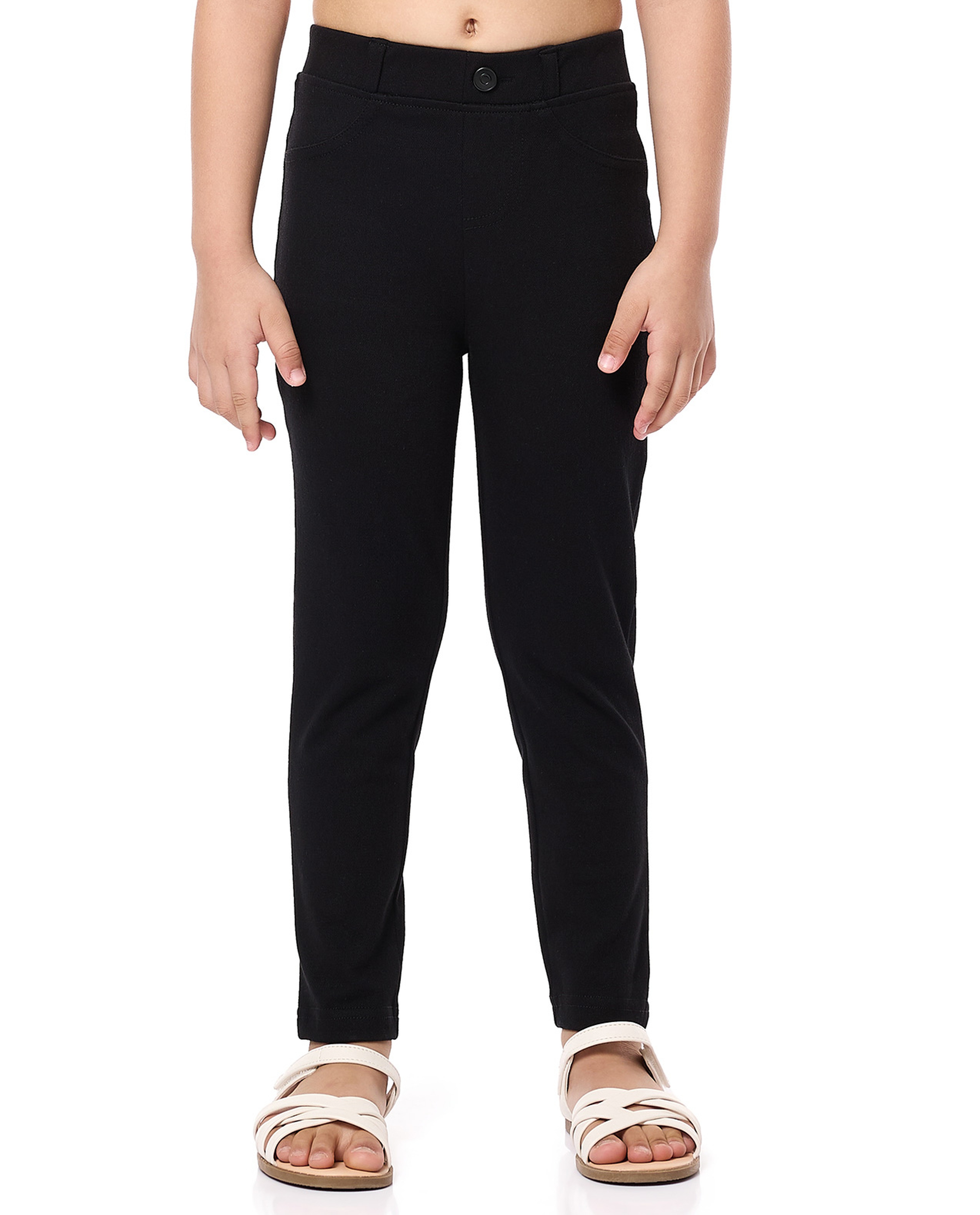 Solid Skinny Fit Pants with Elastic Waist