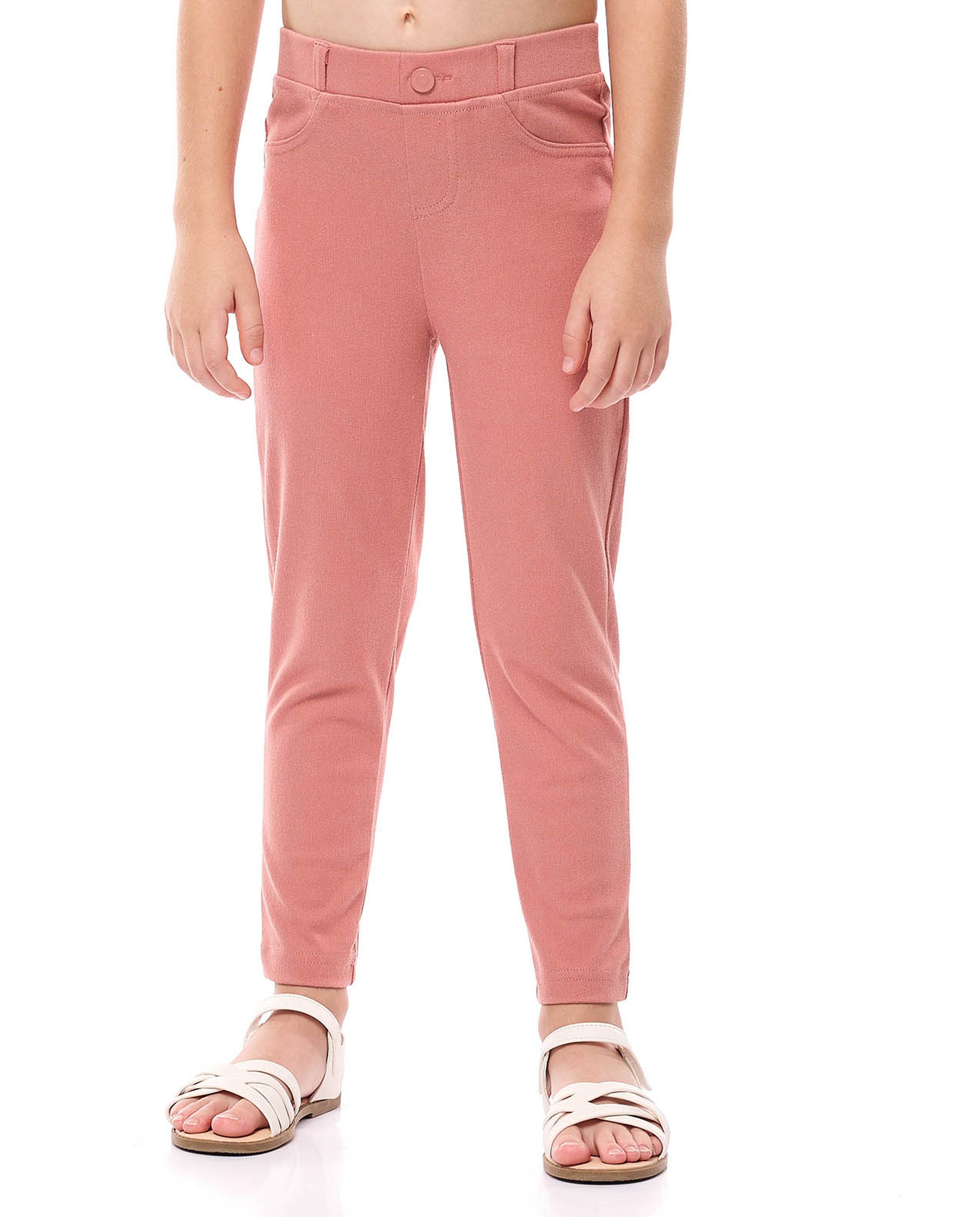 Solid Skinny Fit Pants with Elastic Waist