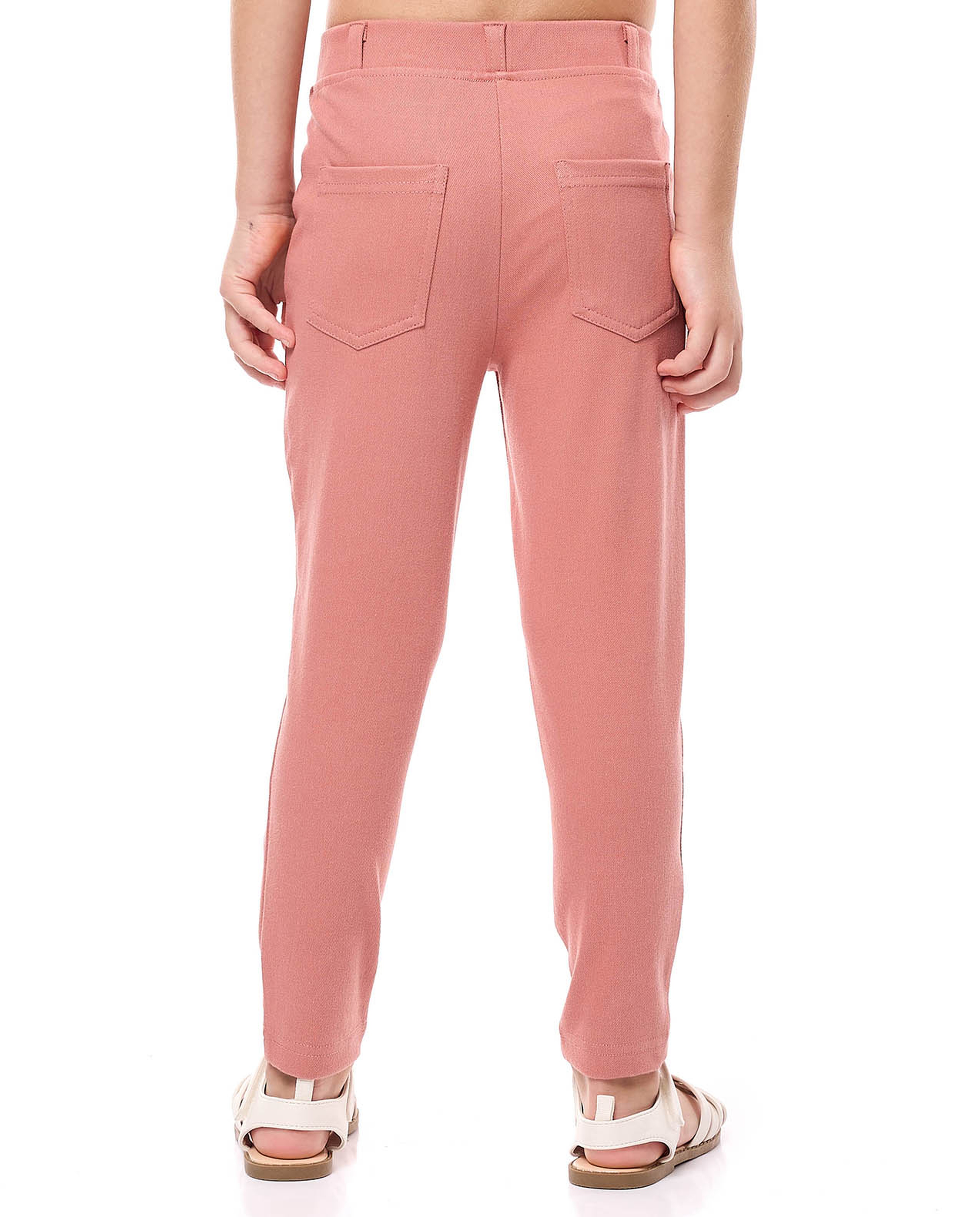 Solid Skinny Fit Pants with Elastic Waist