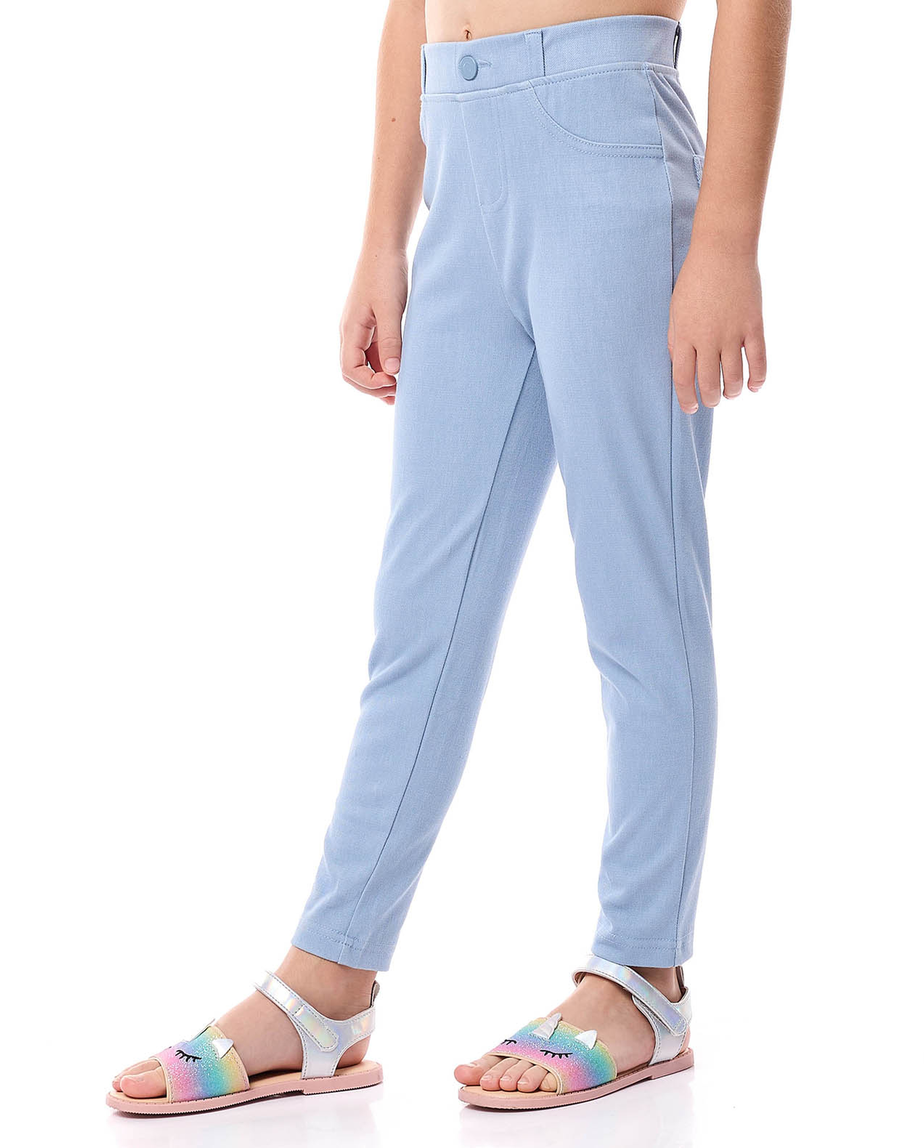 Solid Skinny Fit Pants with Elastic Waist