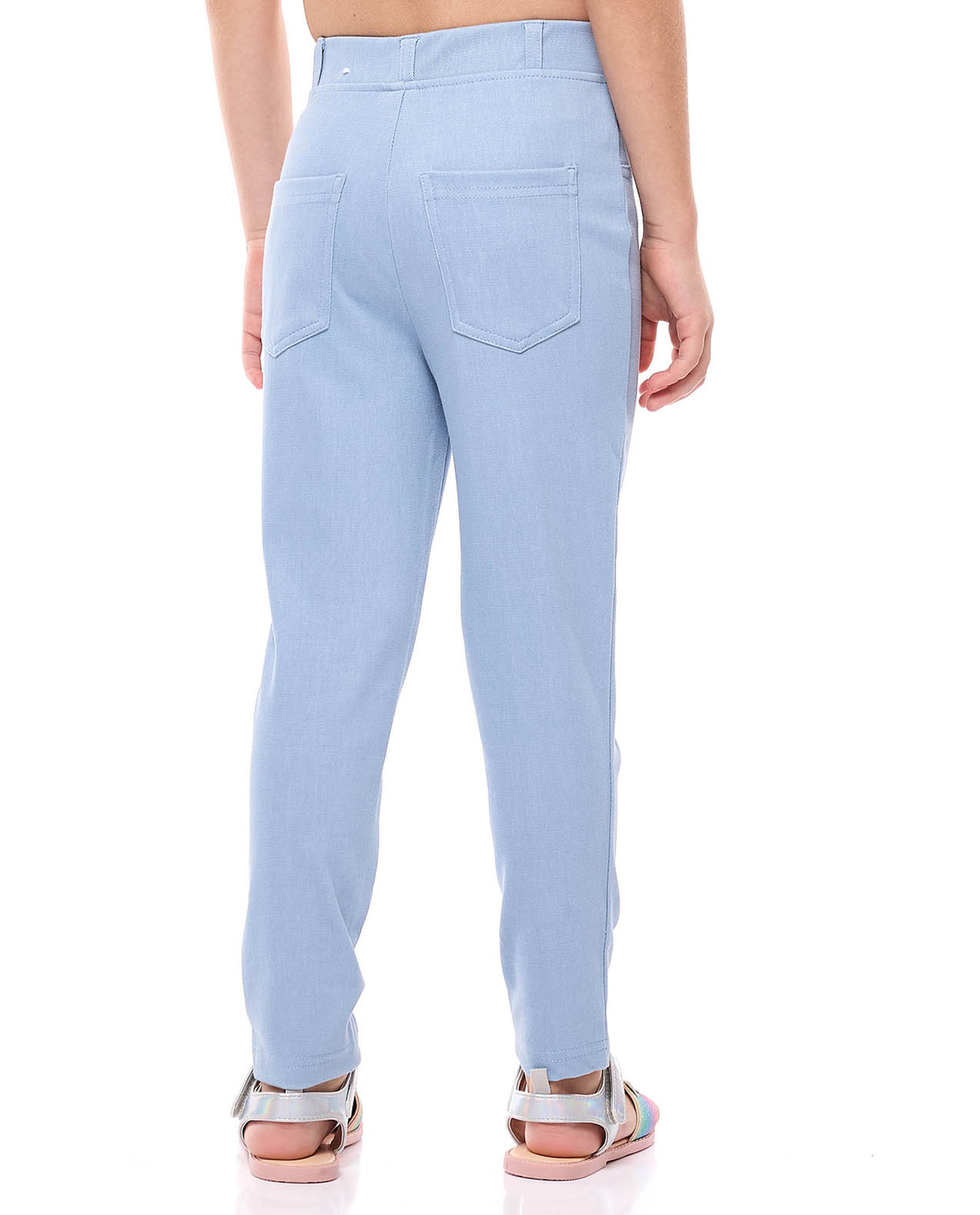 Solid Skinny Fit Pants with Elastic Waist