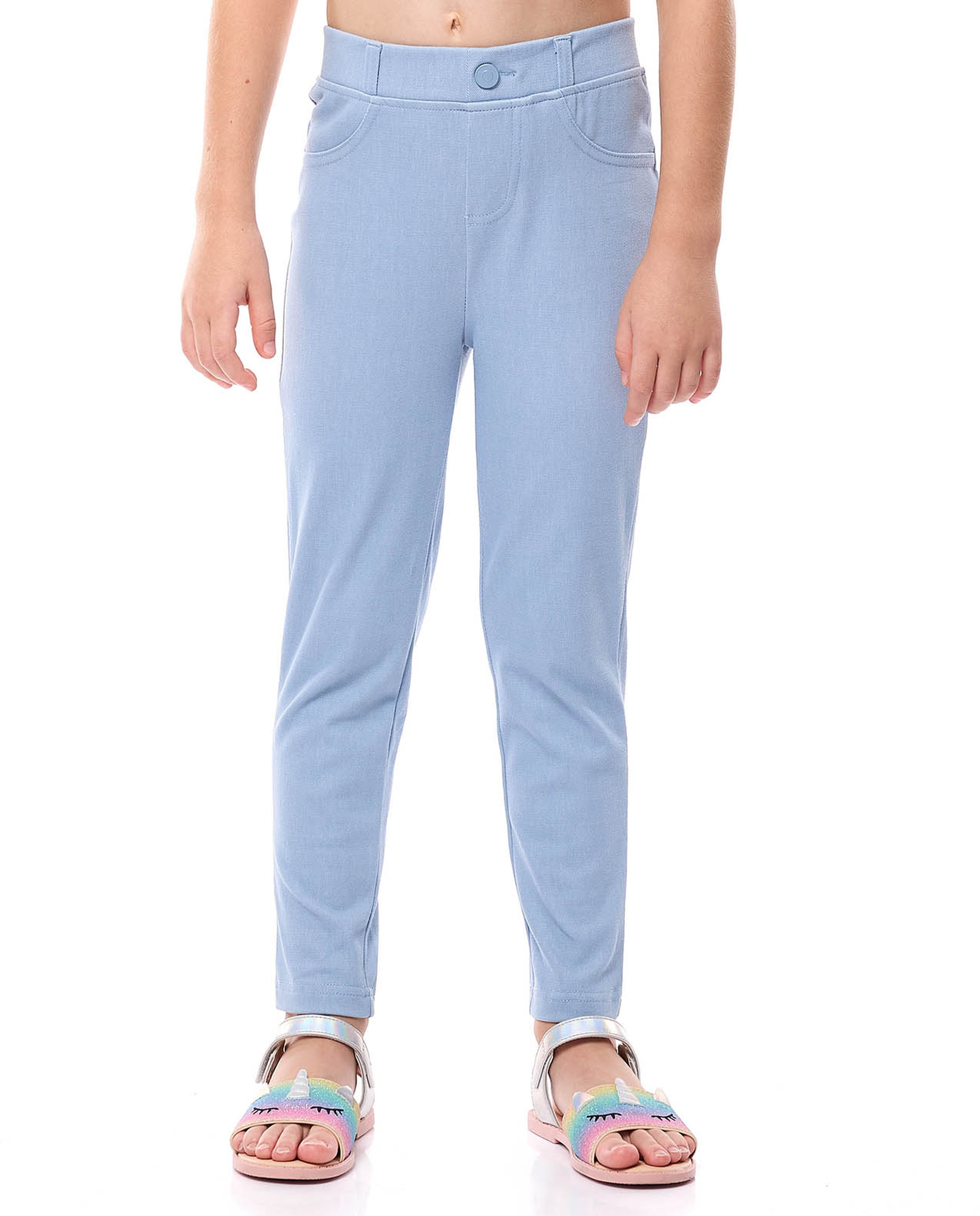 Solid Skinny Fit Pants with Elastic Waist