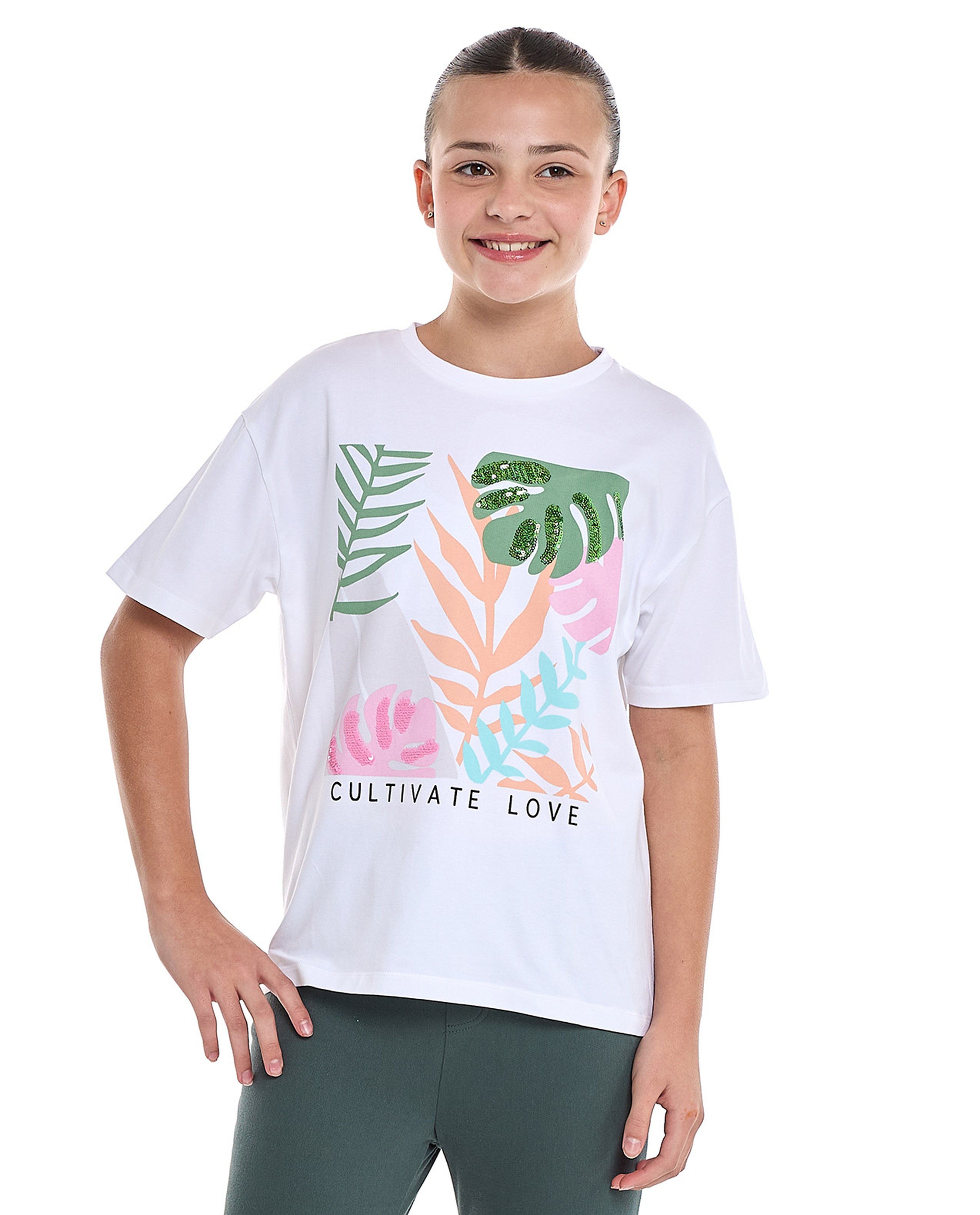Printed T-Shirt with Crew Neck and Short Sleeves