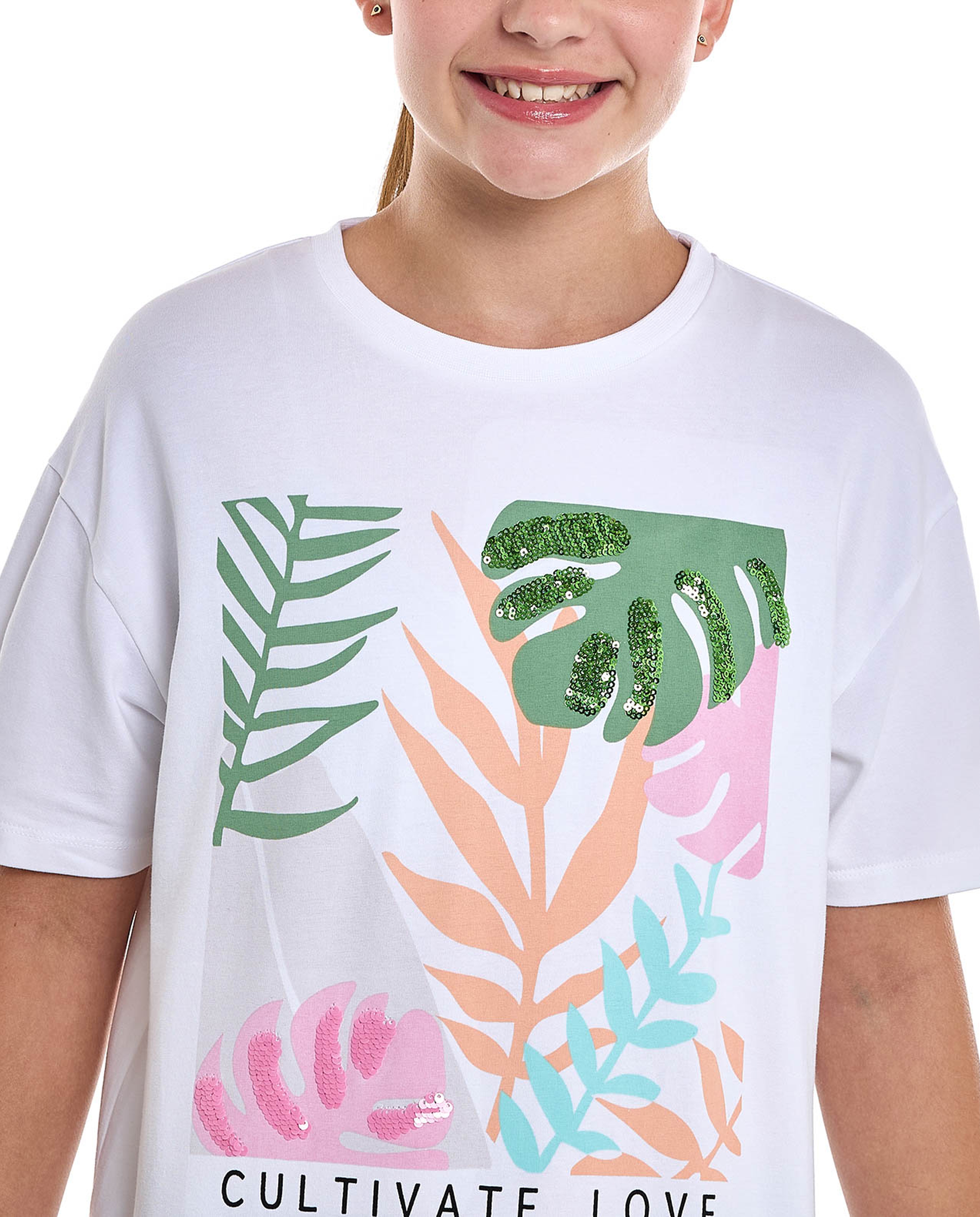 Printed T-Shirt with Crew Neck and Short Sleeves