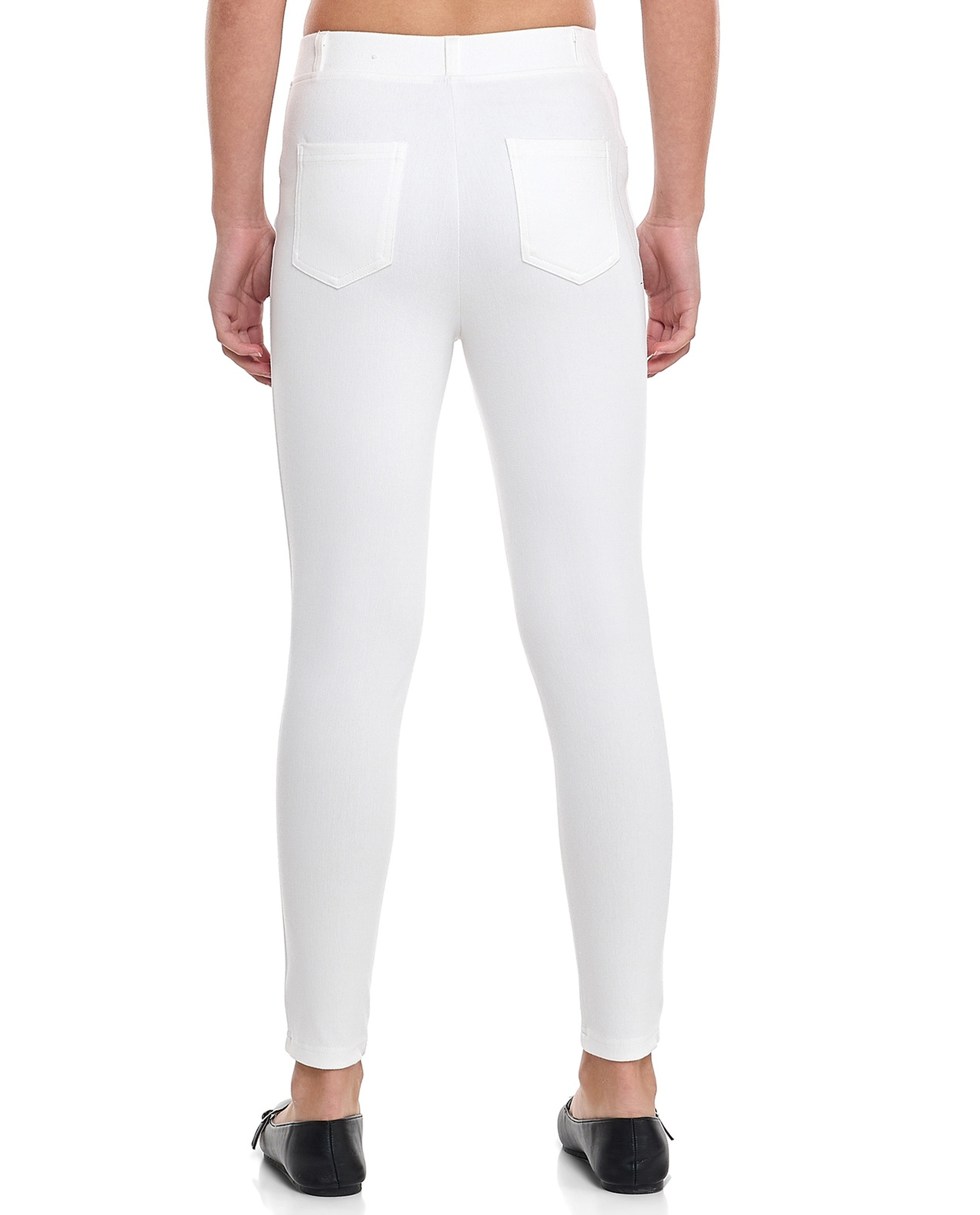 Solid Skinny Fit Pants with Elastic Waist