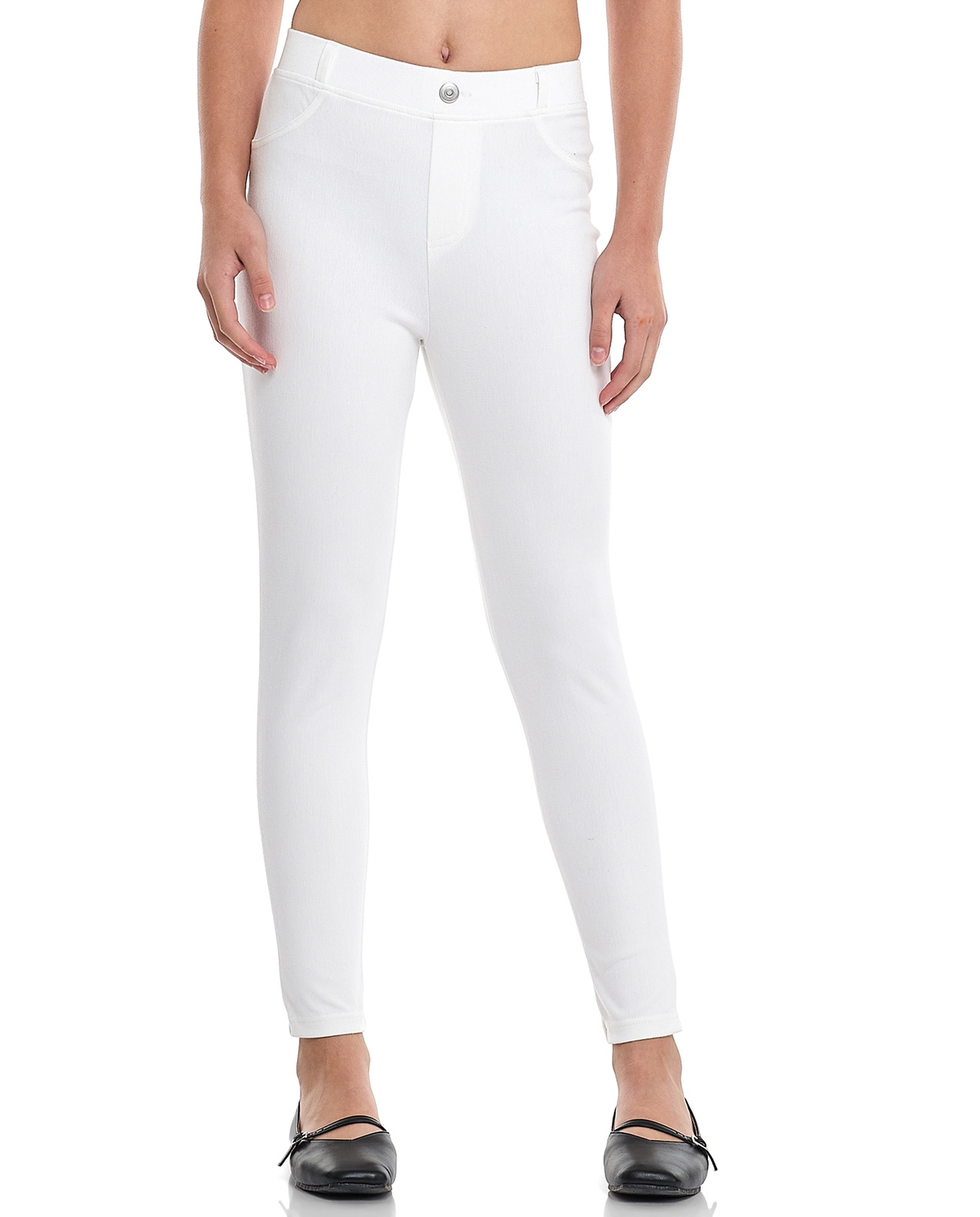 Solid Skinny Fit Pants with Elastic Waist