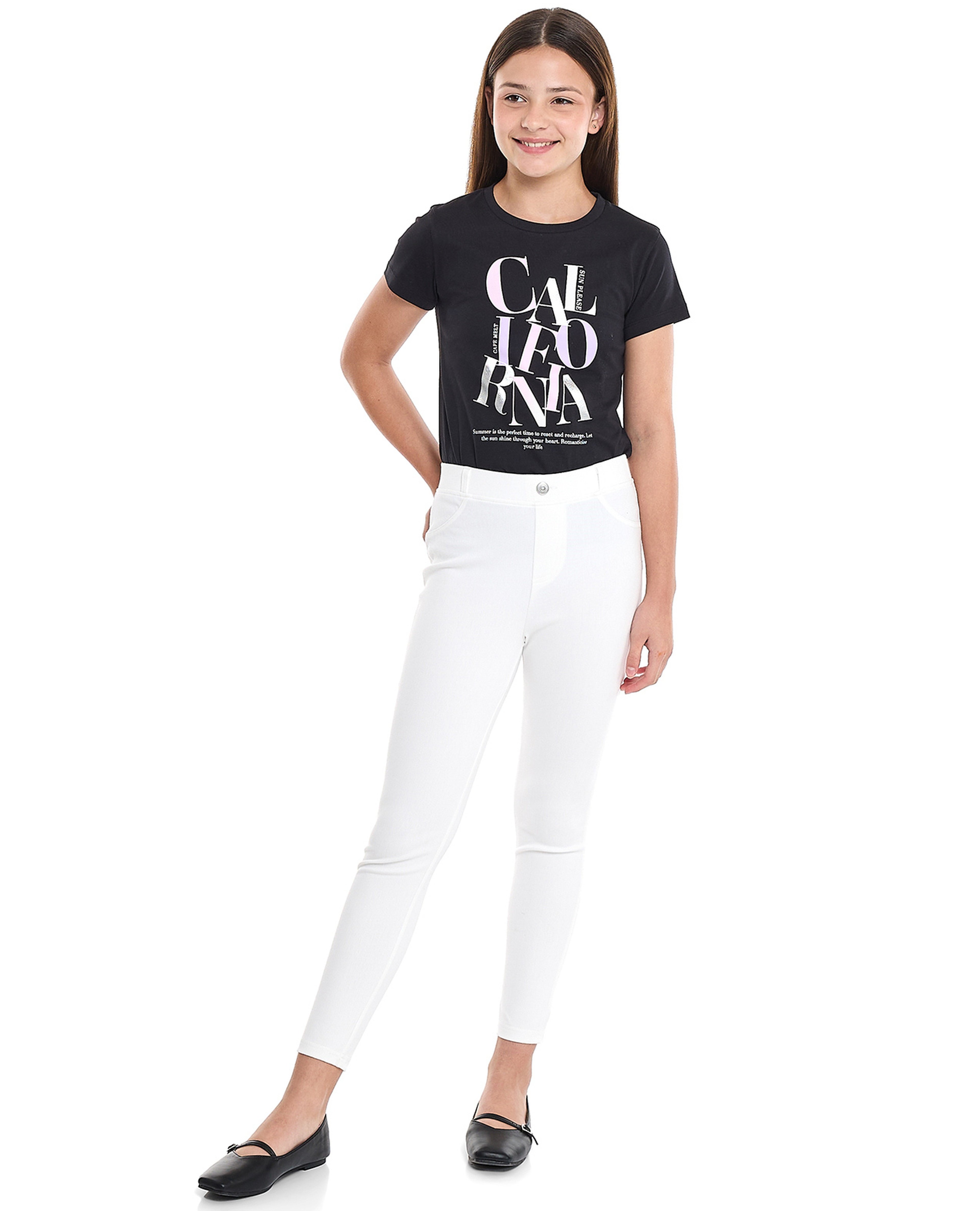 Solid Skinny Fit Pants with Elastic Waist