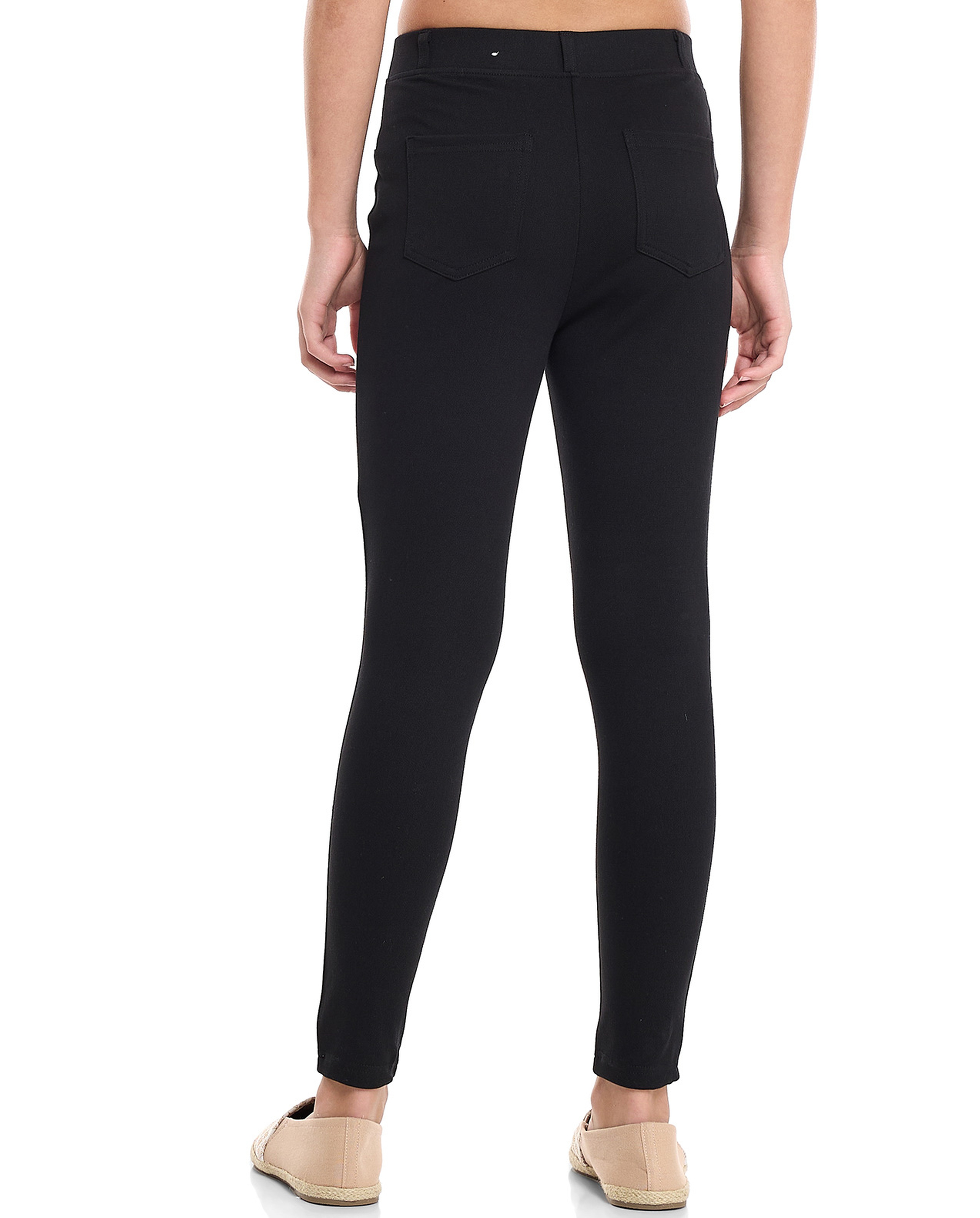 Solid Skinny Fit Pants with Elastic Waist