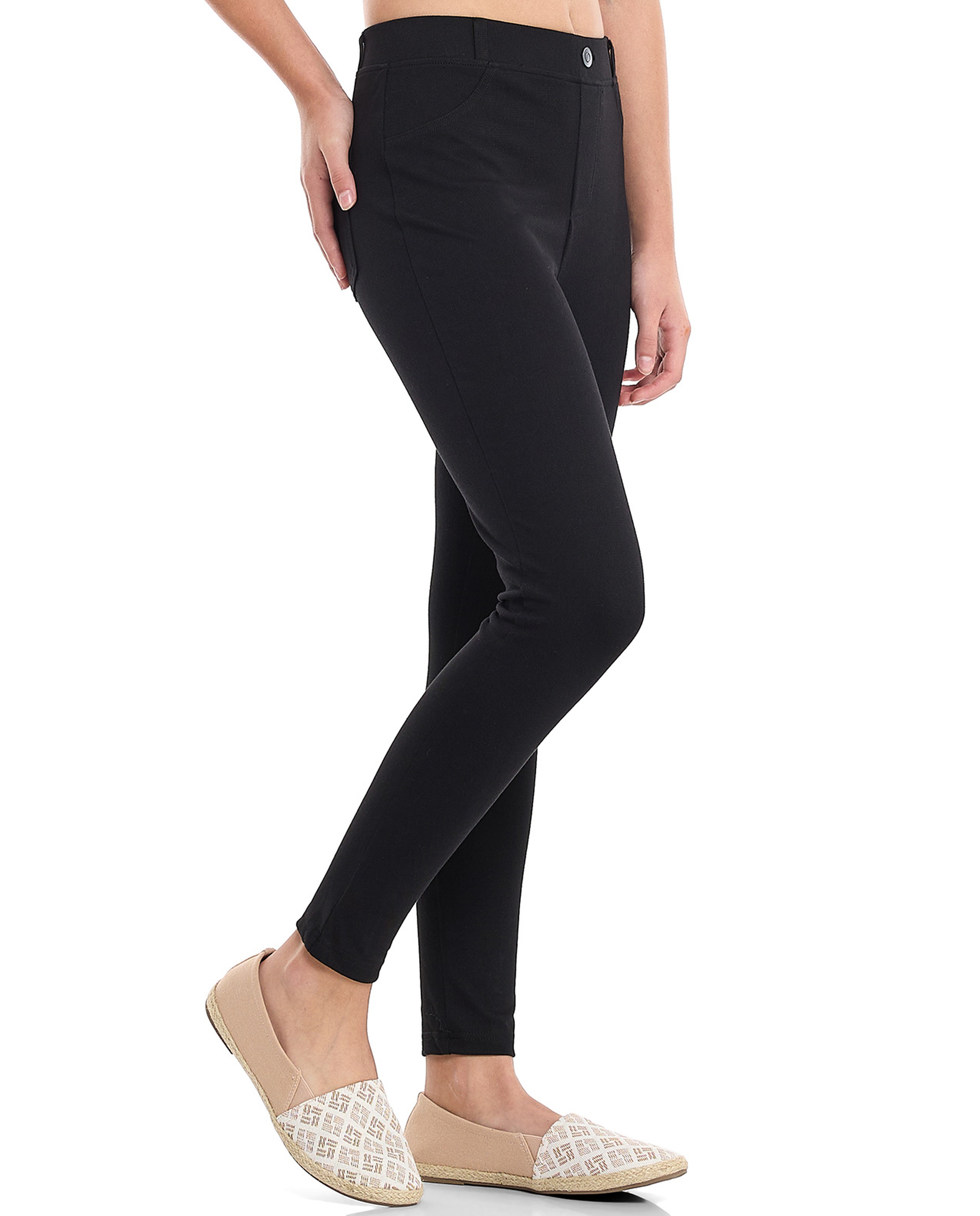 Solid Skinny Fit Pants with Elastic Waist
