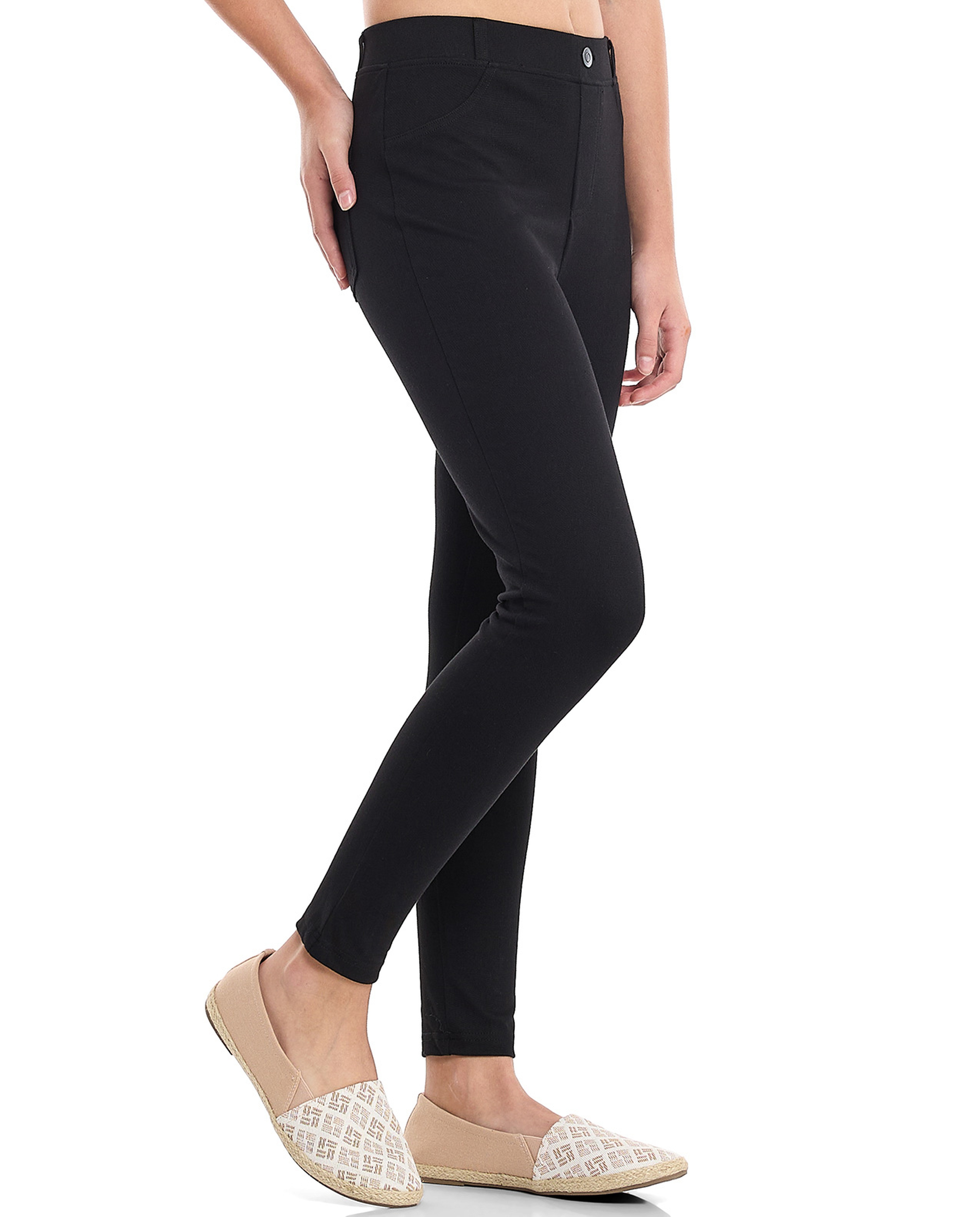 Solid Skinny Fit Pants with Elastic Waist