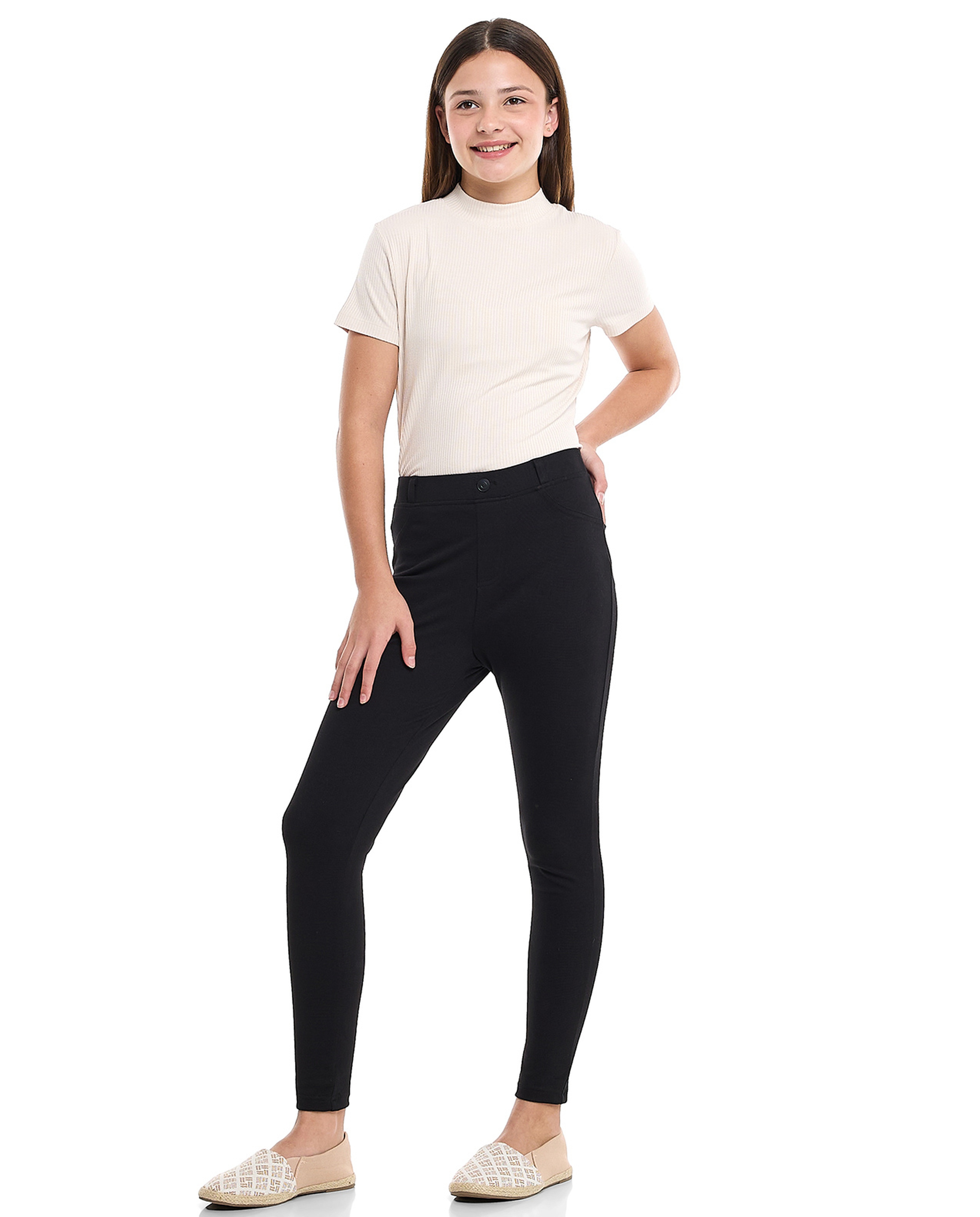 Solid Skinny Fit Pants with Elastic Waist